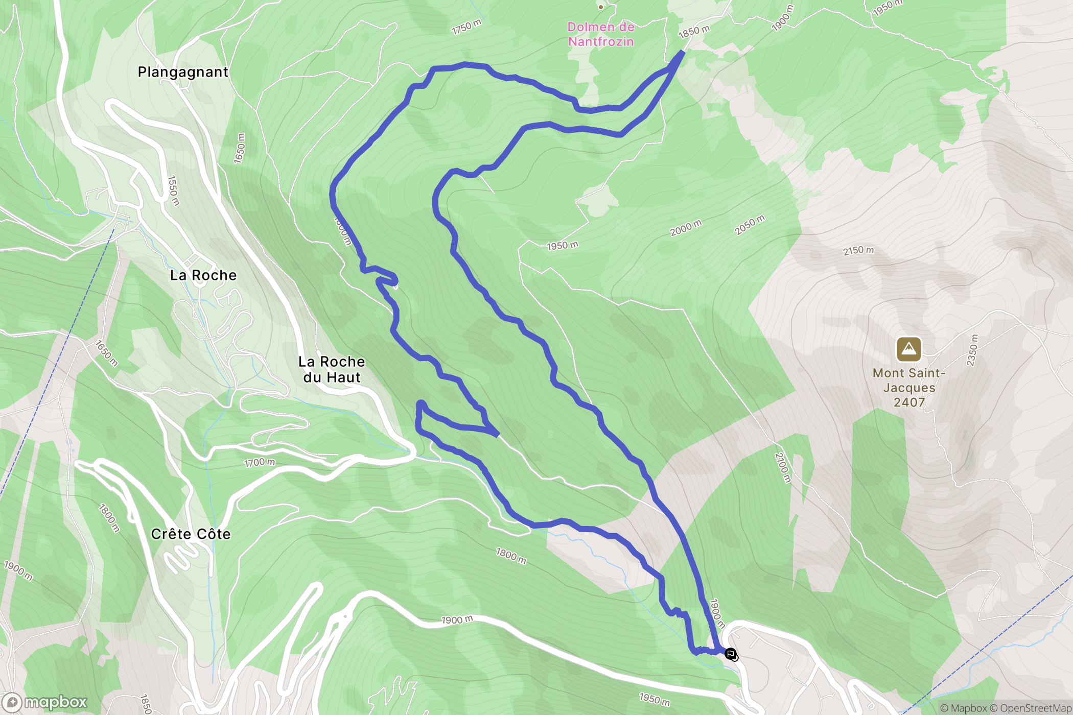 La Plagne Tarentaise : carte du parcours de randonnée - France