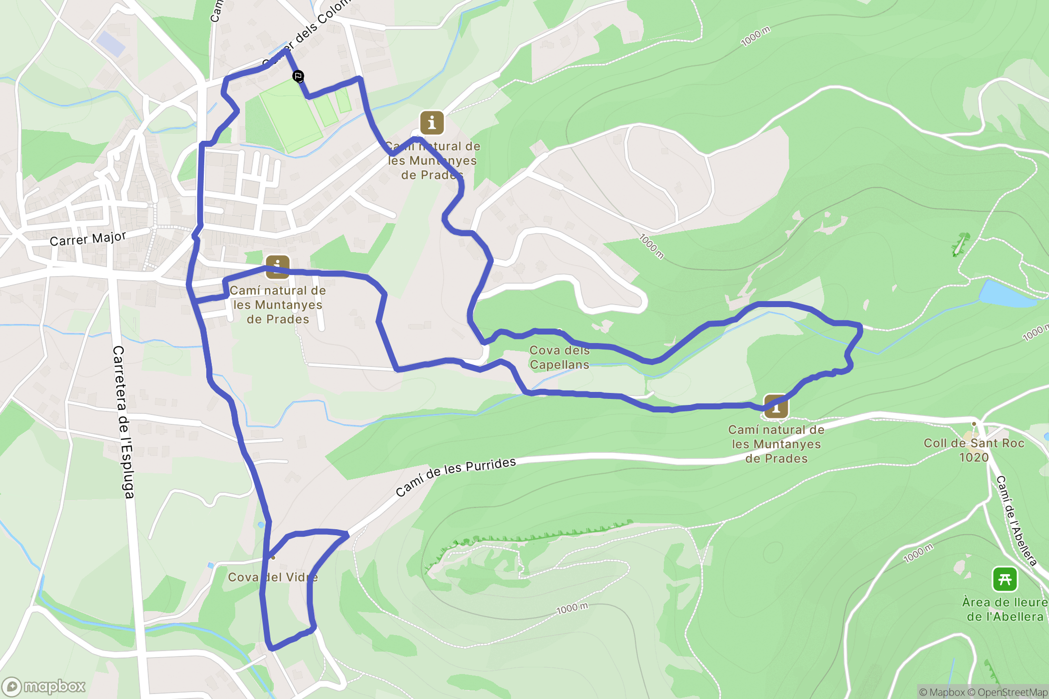 Prades : carte du parcours de randonnée - Spain