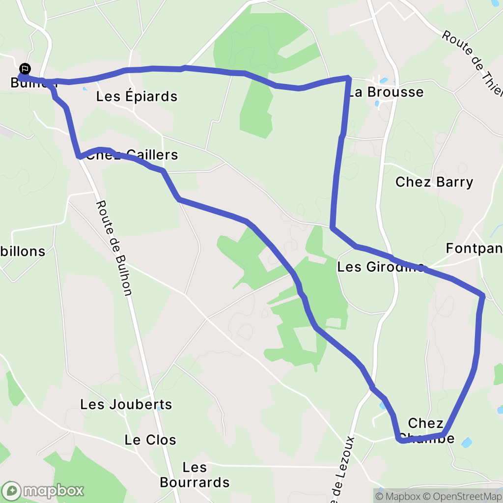 Bulhon : carte du parcours de randonnée - France