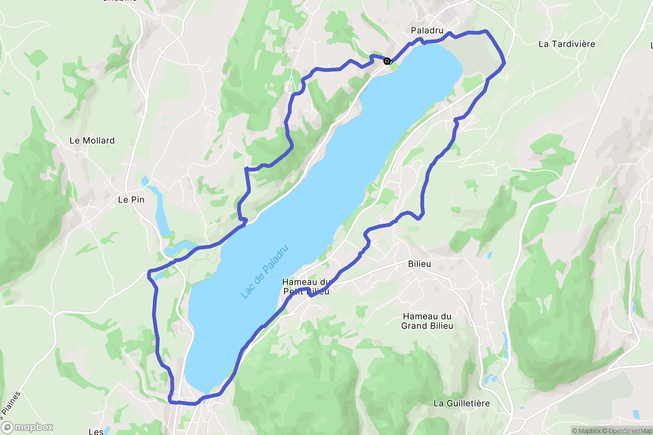 Villages du Lac de Paladru : carte du parcours de randonnée - France