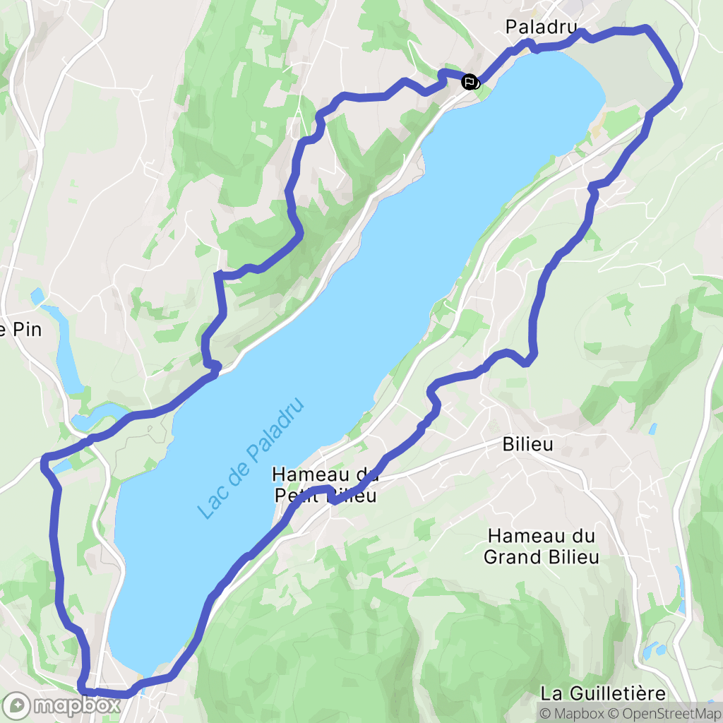 Villages du Lac de Paladru : carte du parcours de randonnée - France
