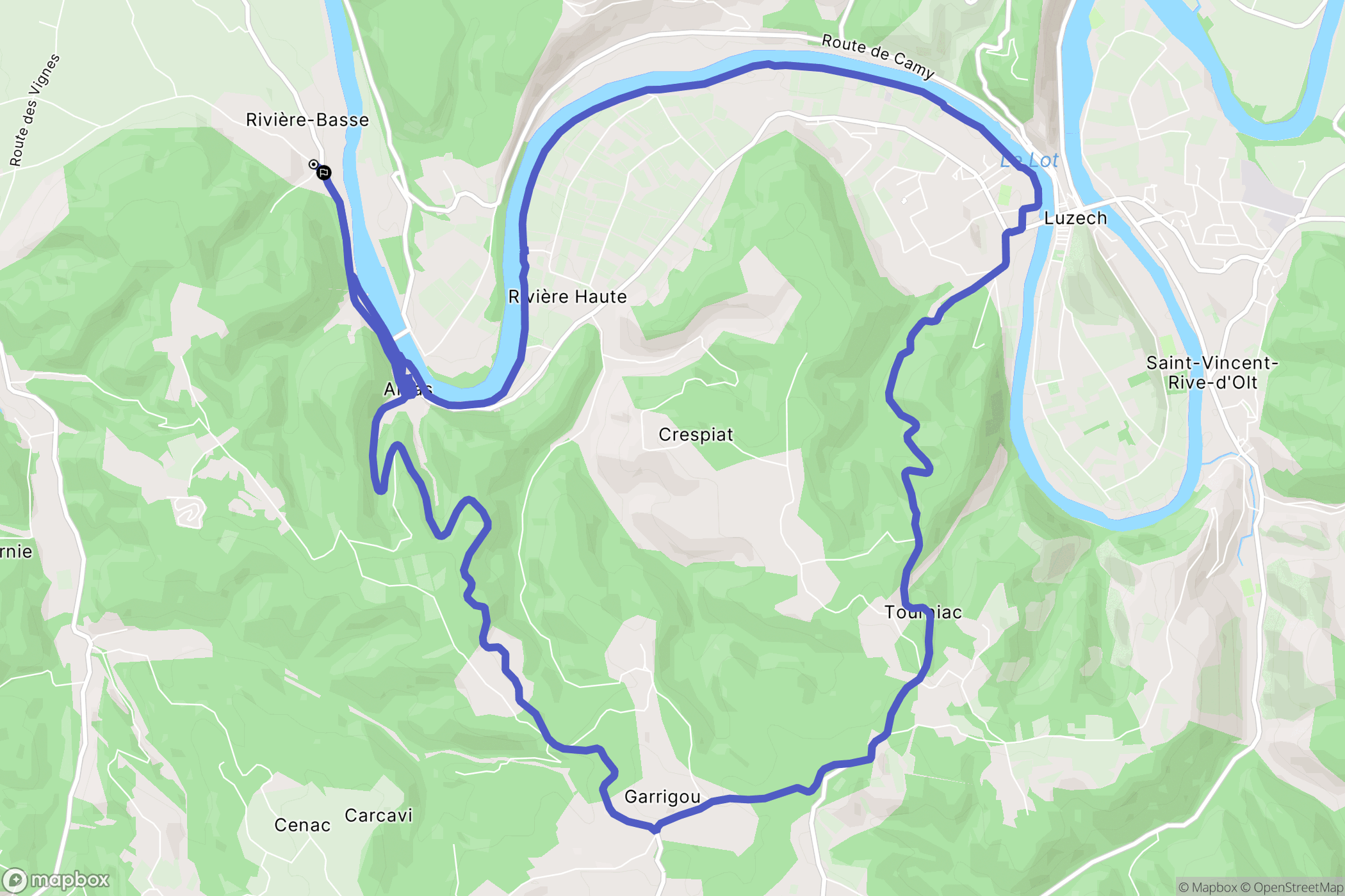 Albas : carte du parcours de randonnée - France