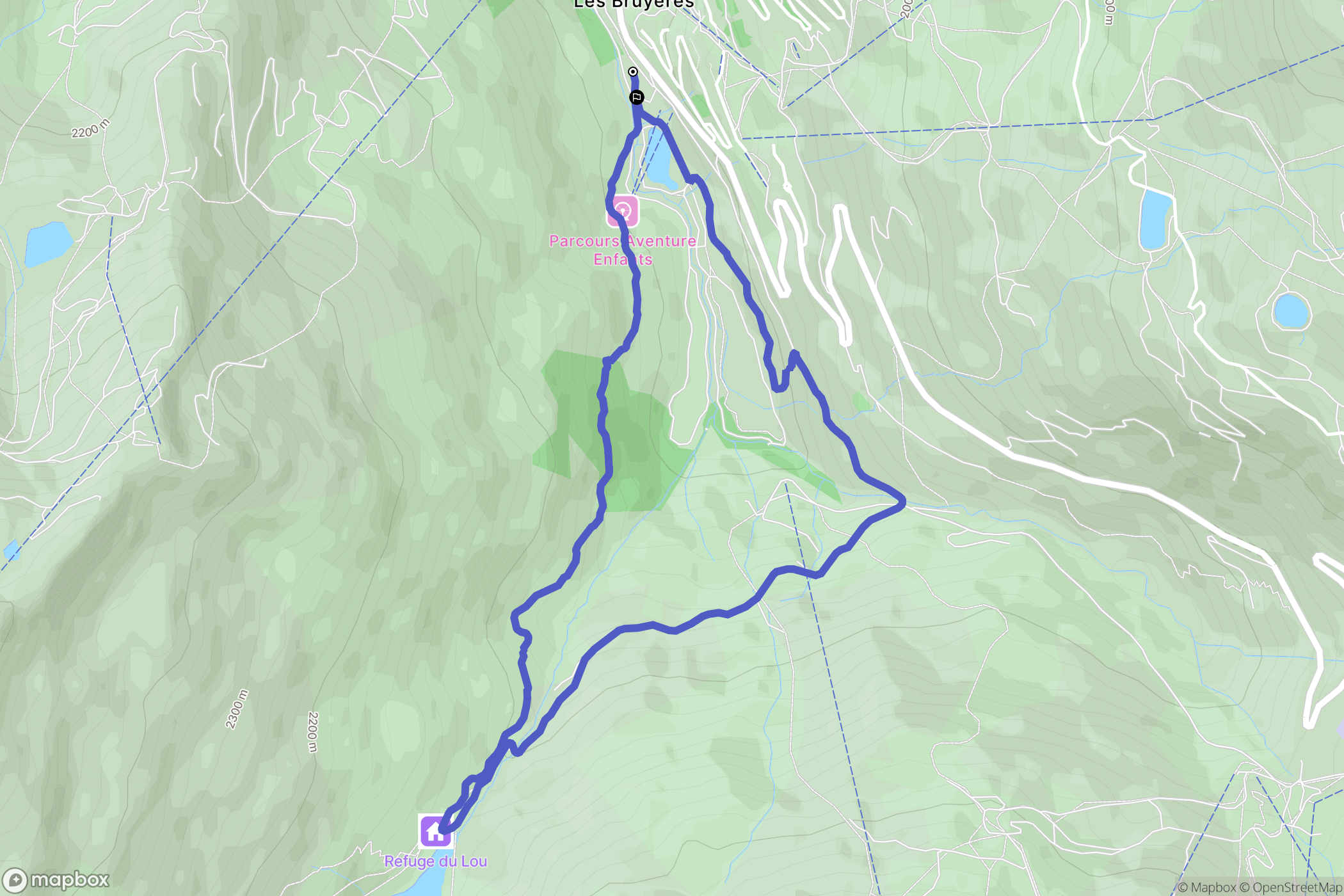 Les Belleville : carte du parcours de randonnée - France