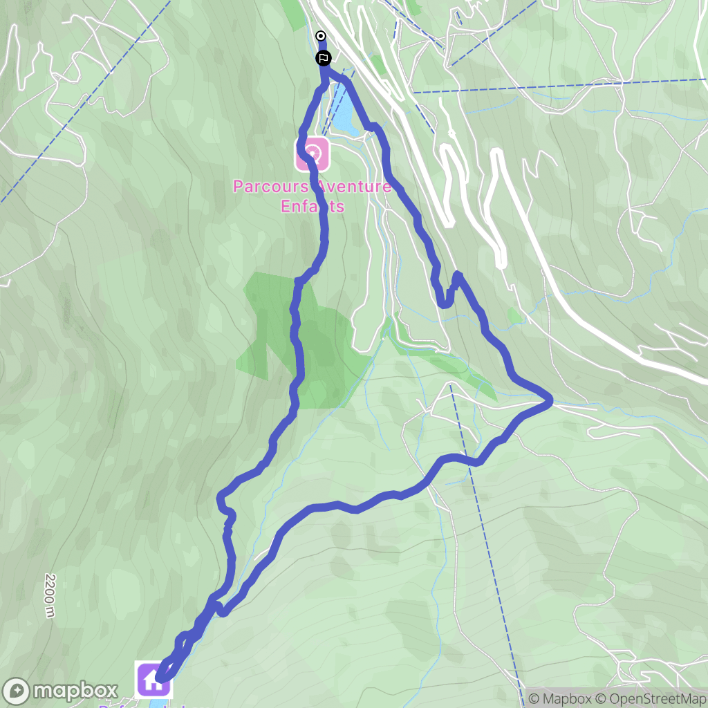Les Belleville : carte du parcours de randonnée - France