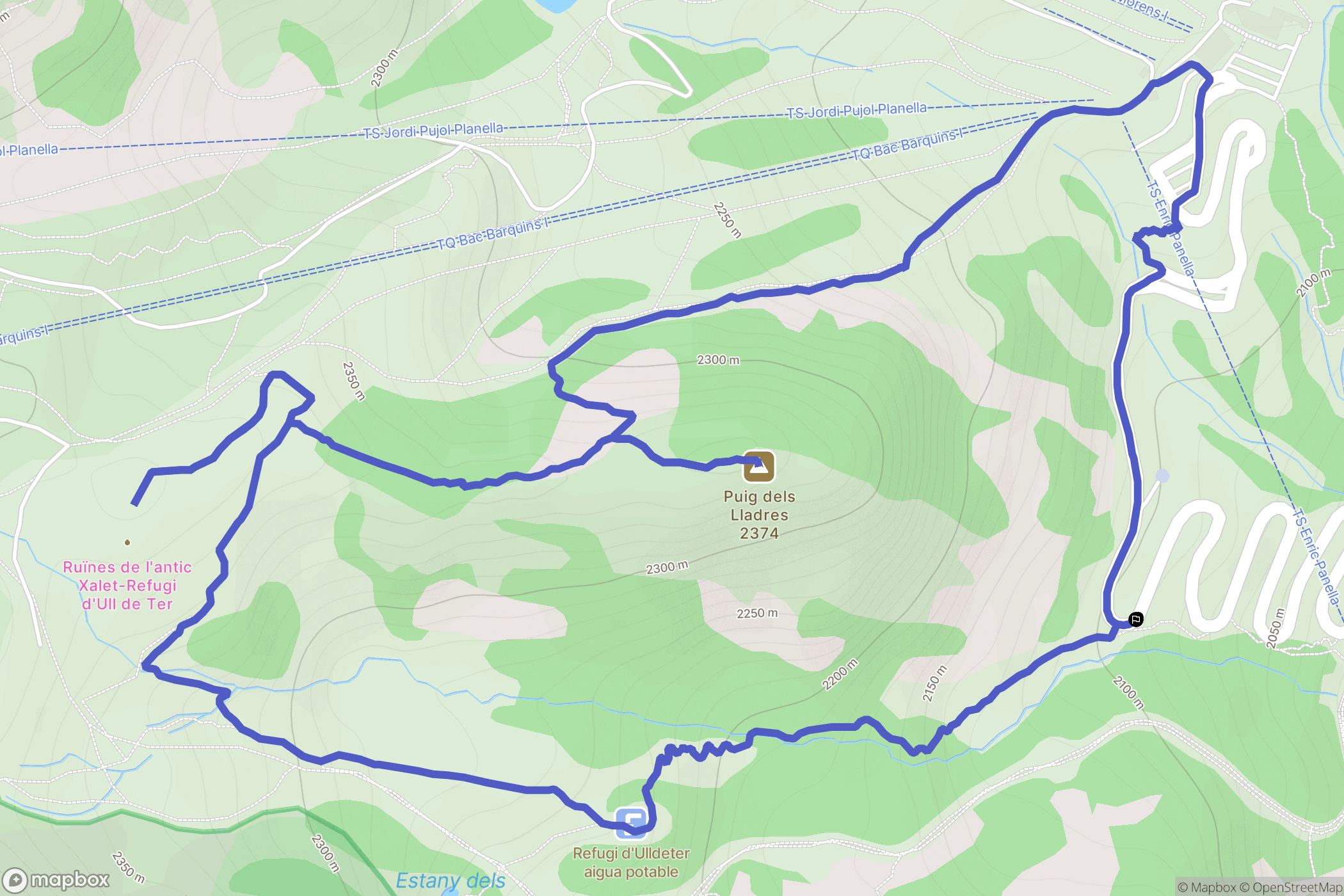 Girona : carte du parcours de randonnée - Spain