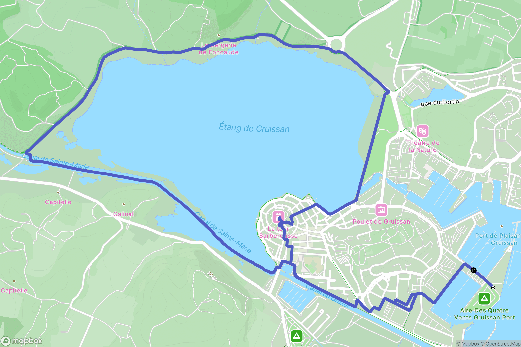 Gruissan : carte du parcours de randonnée - France