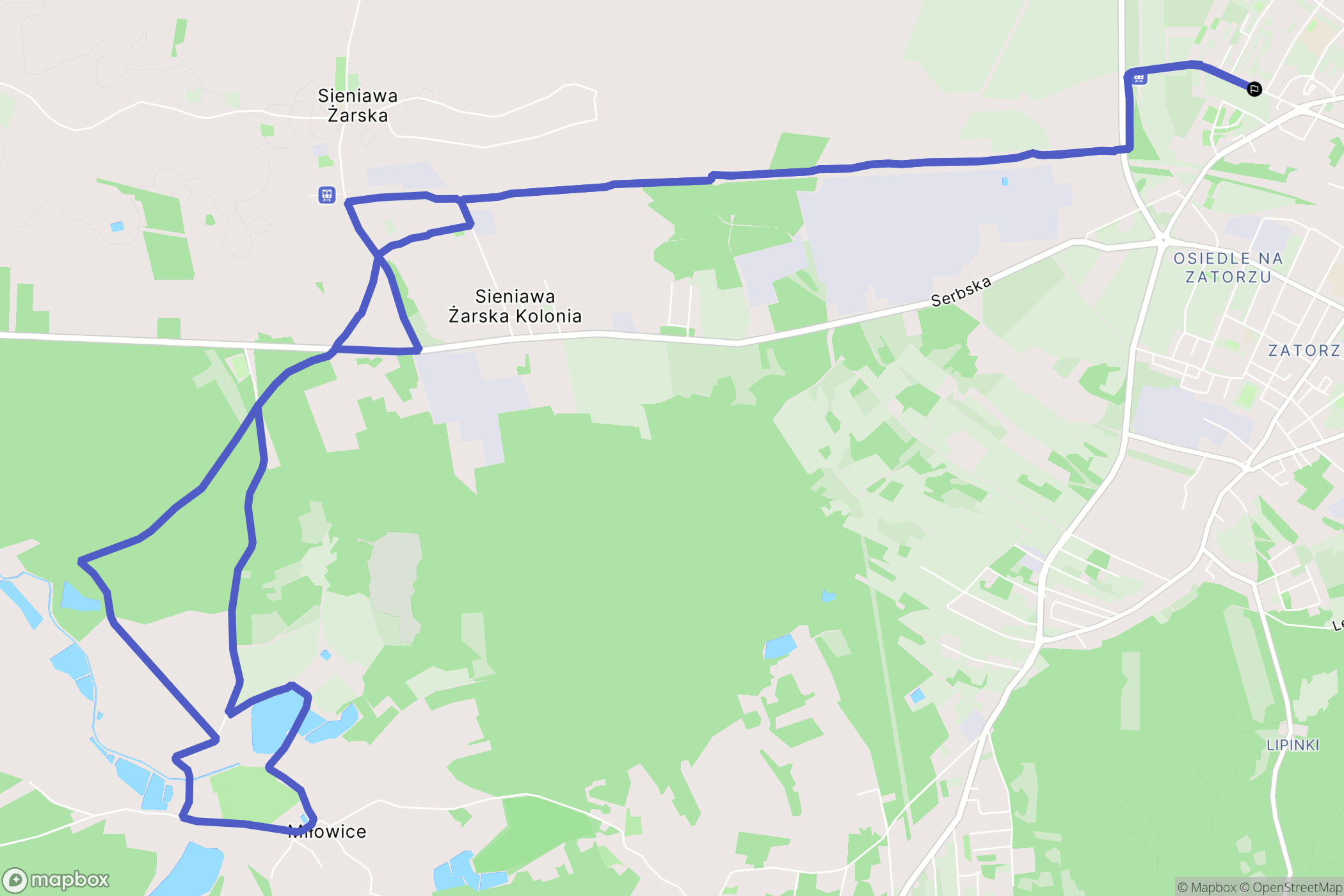 Żary: mapa trasy - Poland