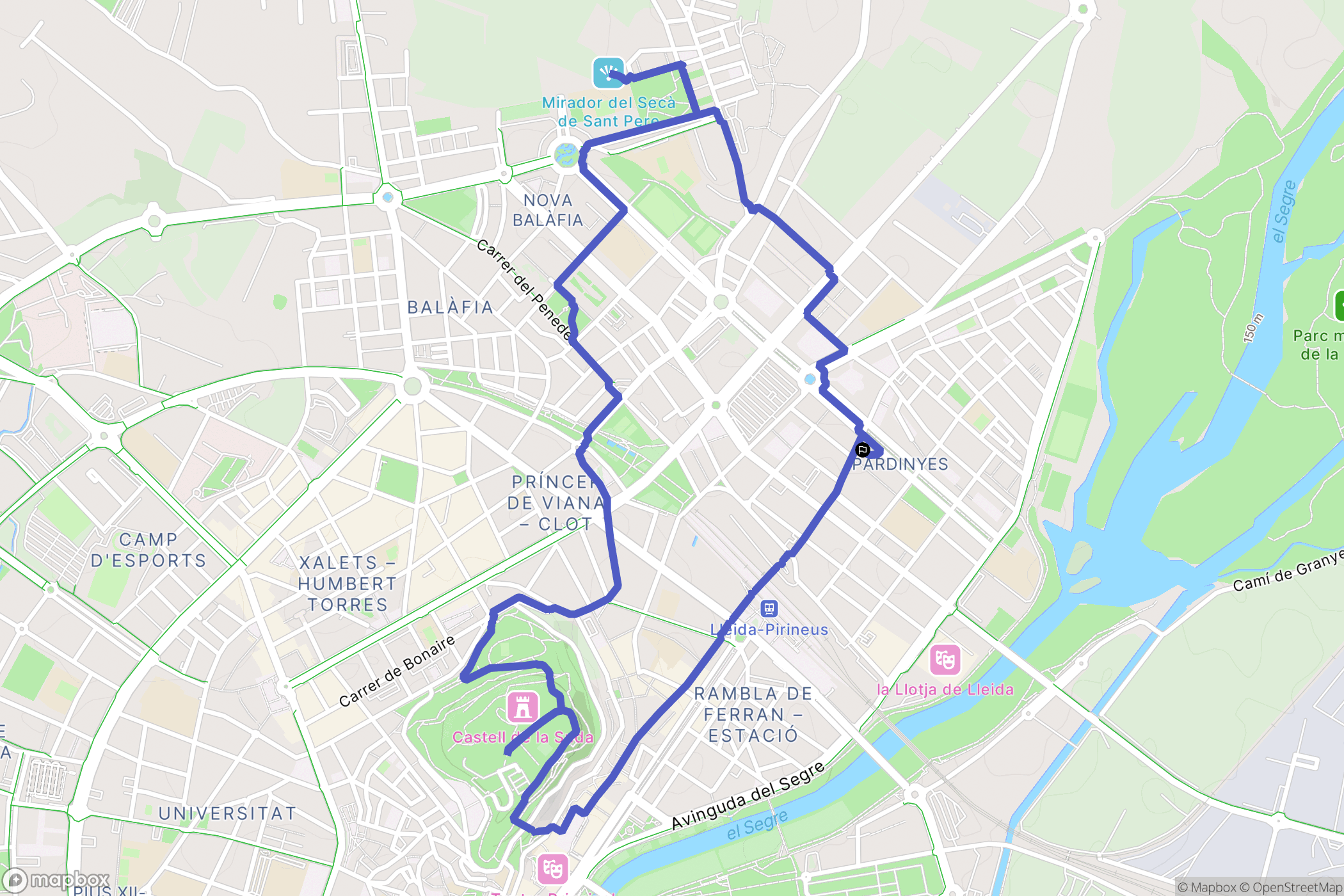 Lleida : carte du parcours de randonnée - Spain