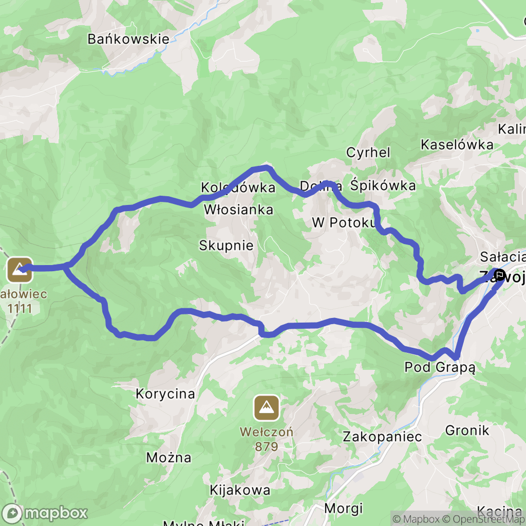 Zawoja: mapa trasy - Poland