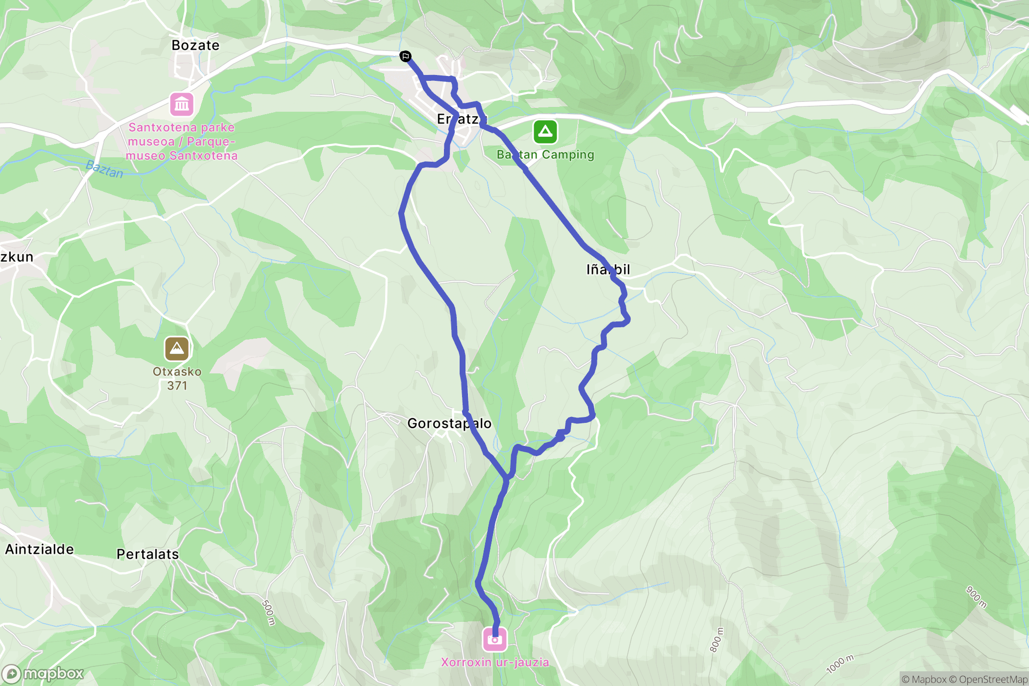 Erratzu : carte du parcours de randonnée - Spain