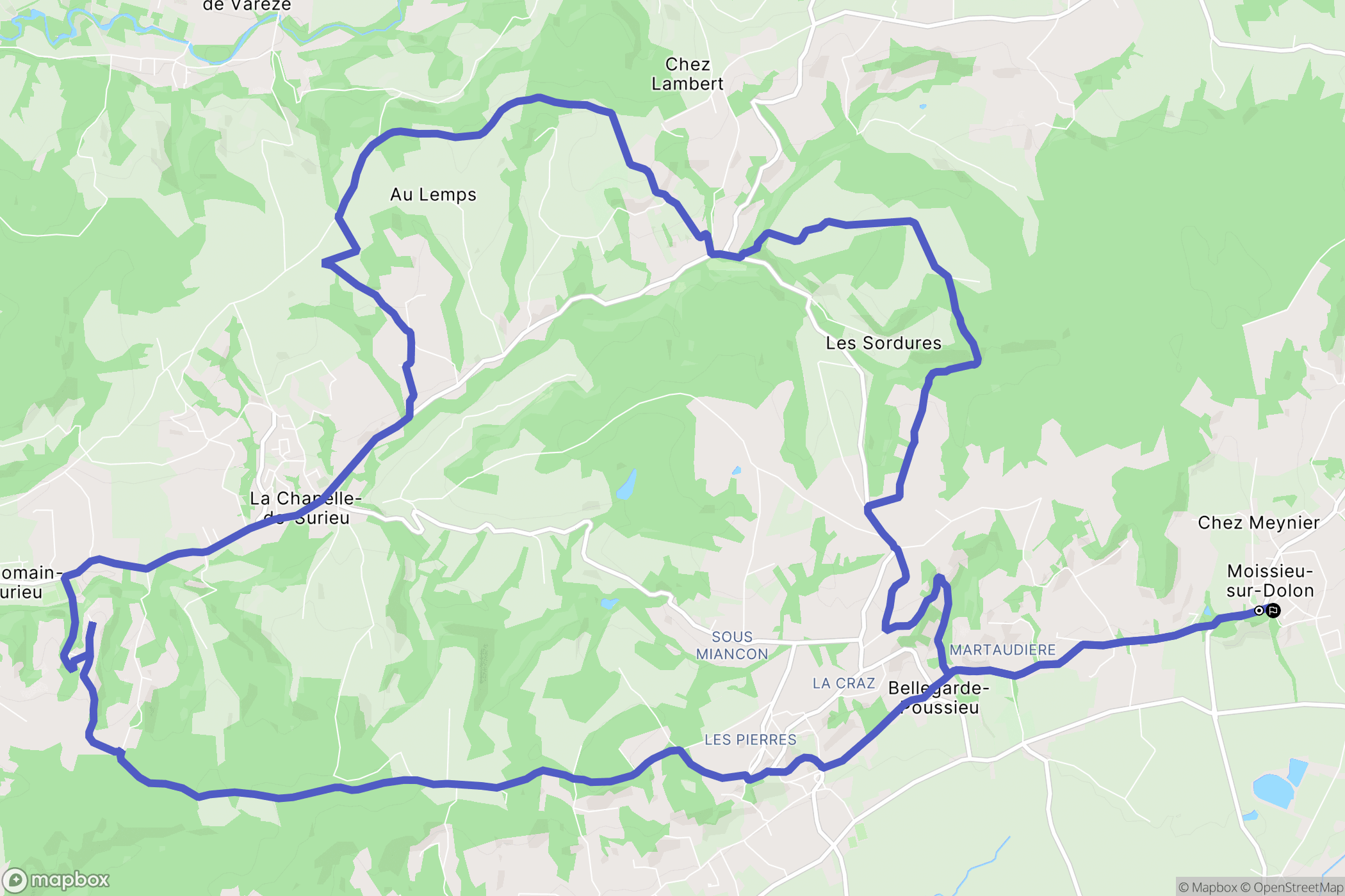 Moissieu-sur-Dolon : carte du parcours de randonnée - France