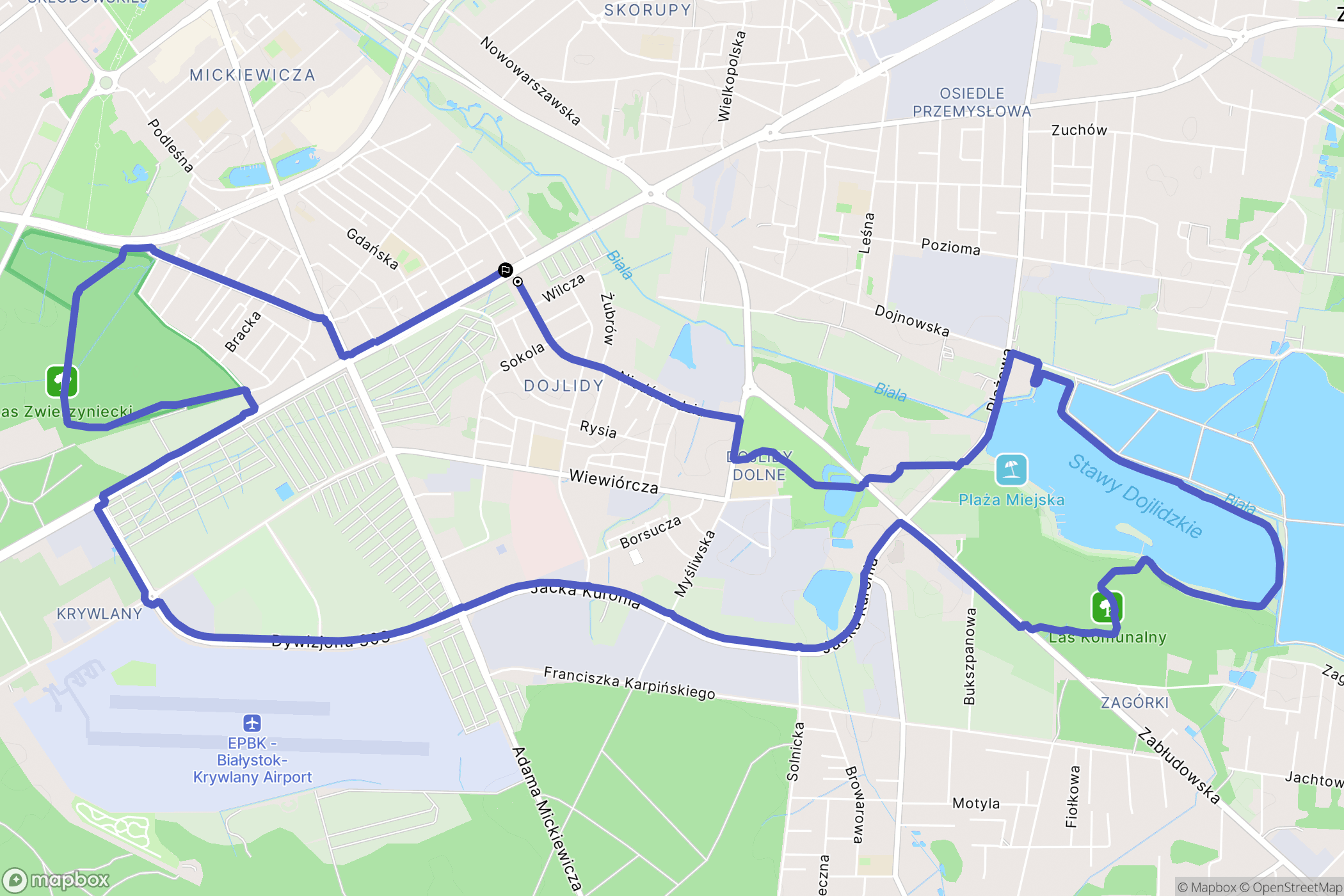 Białystok: mapa trasy - Poland