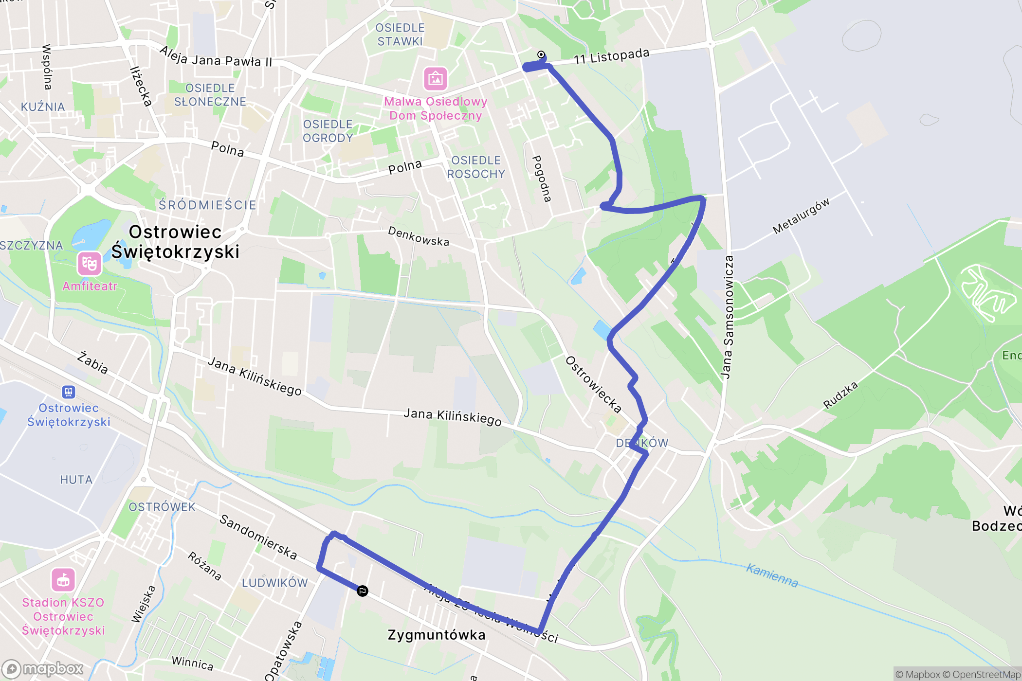 Ostrowiec Świętokrzyski: mapa trasy - Poland