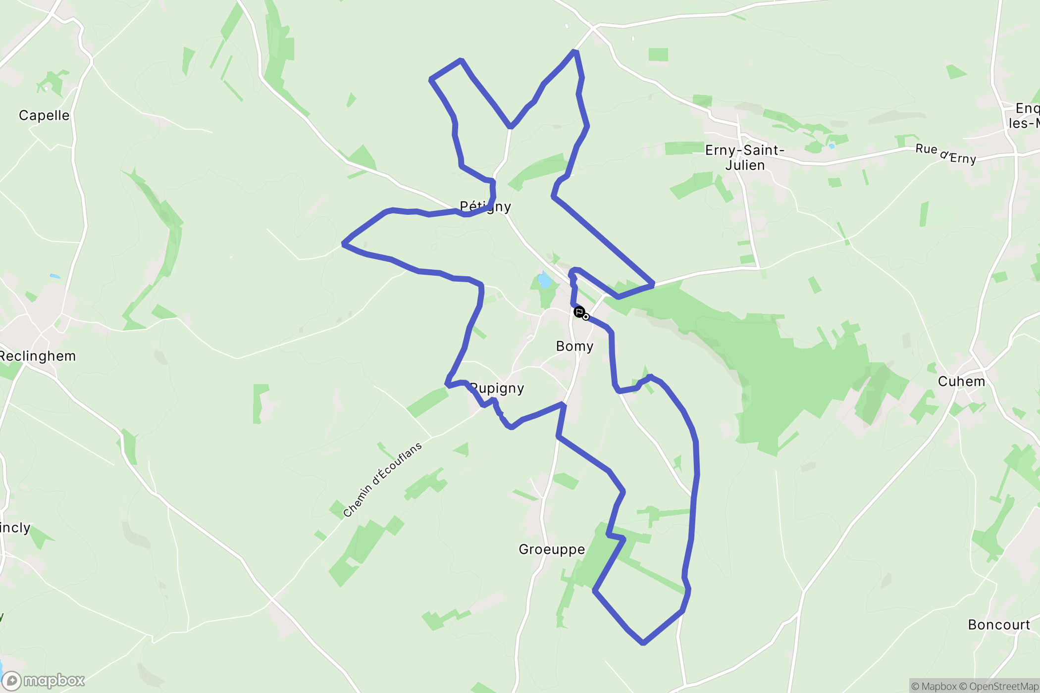 Bomy : carte du parcours de randonnée - France