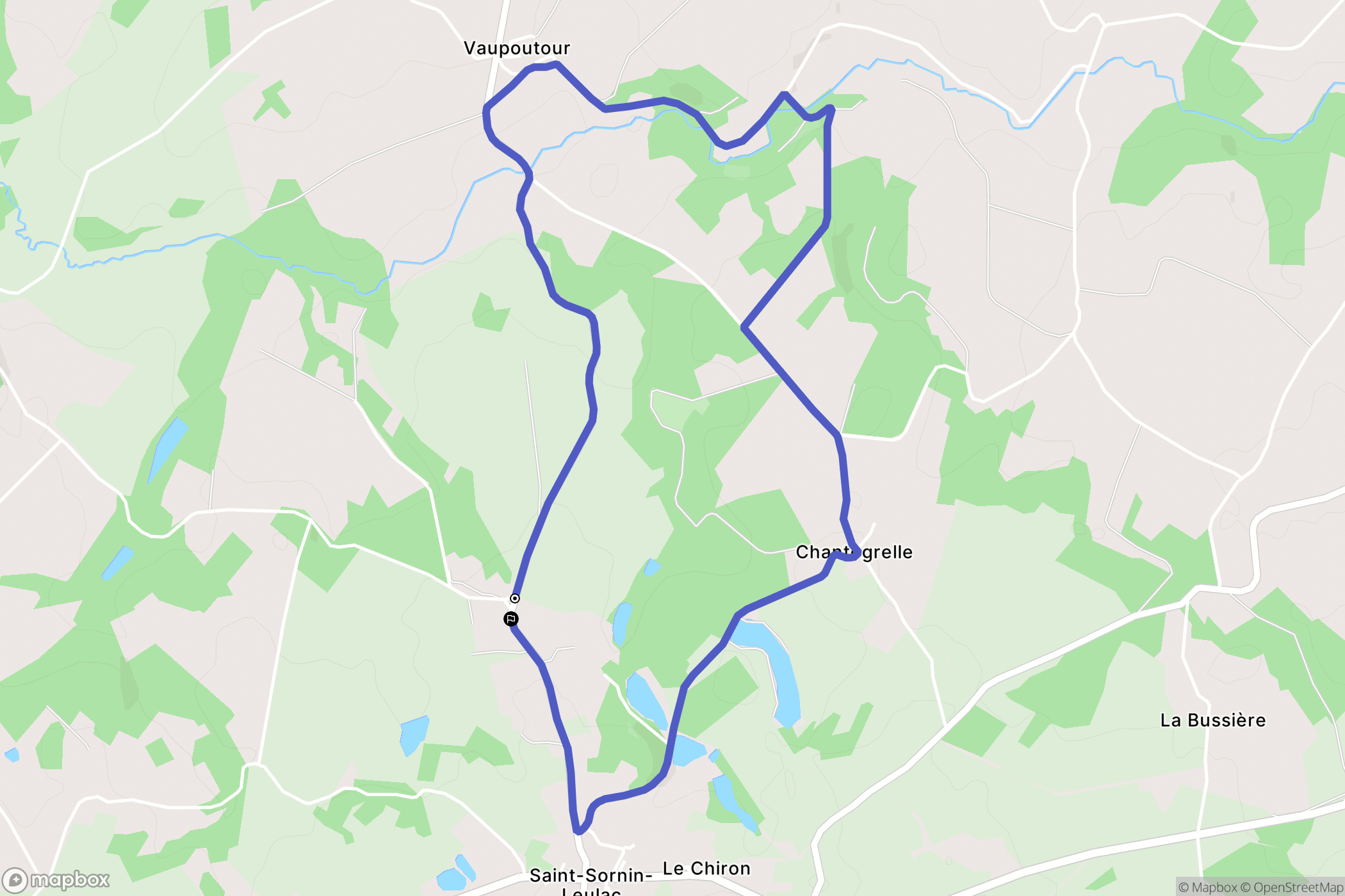 Saint-Sornin-Leulac : carte du parcours de randonnée - France