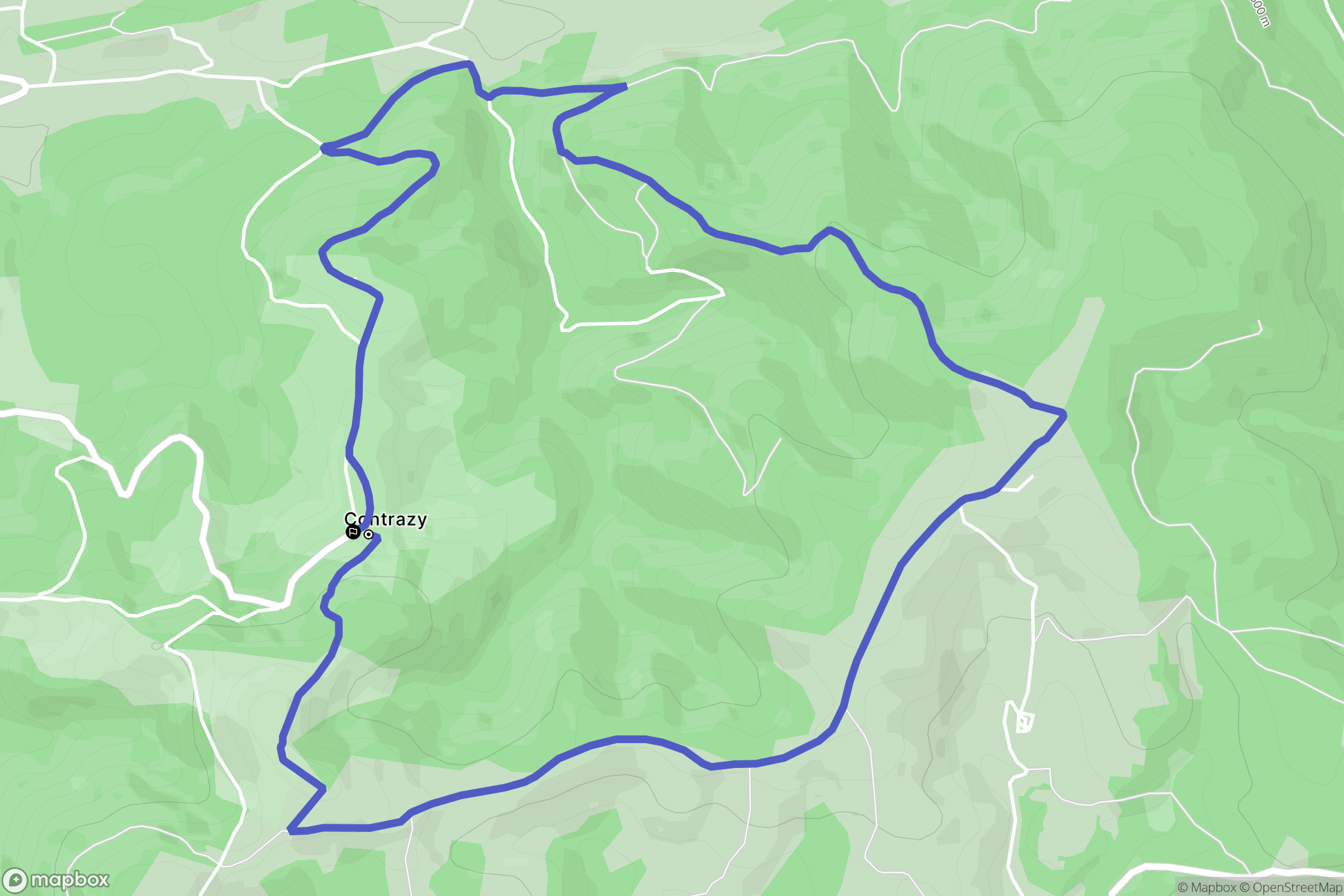 Contrazy : carte du parcours de randonnée - France