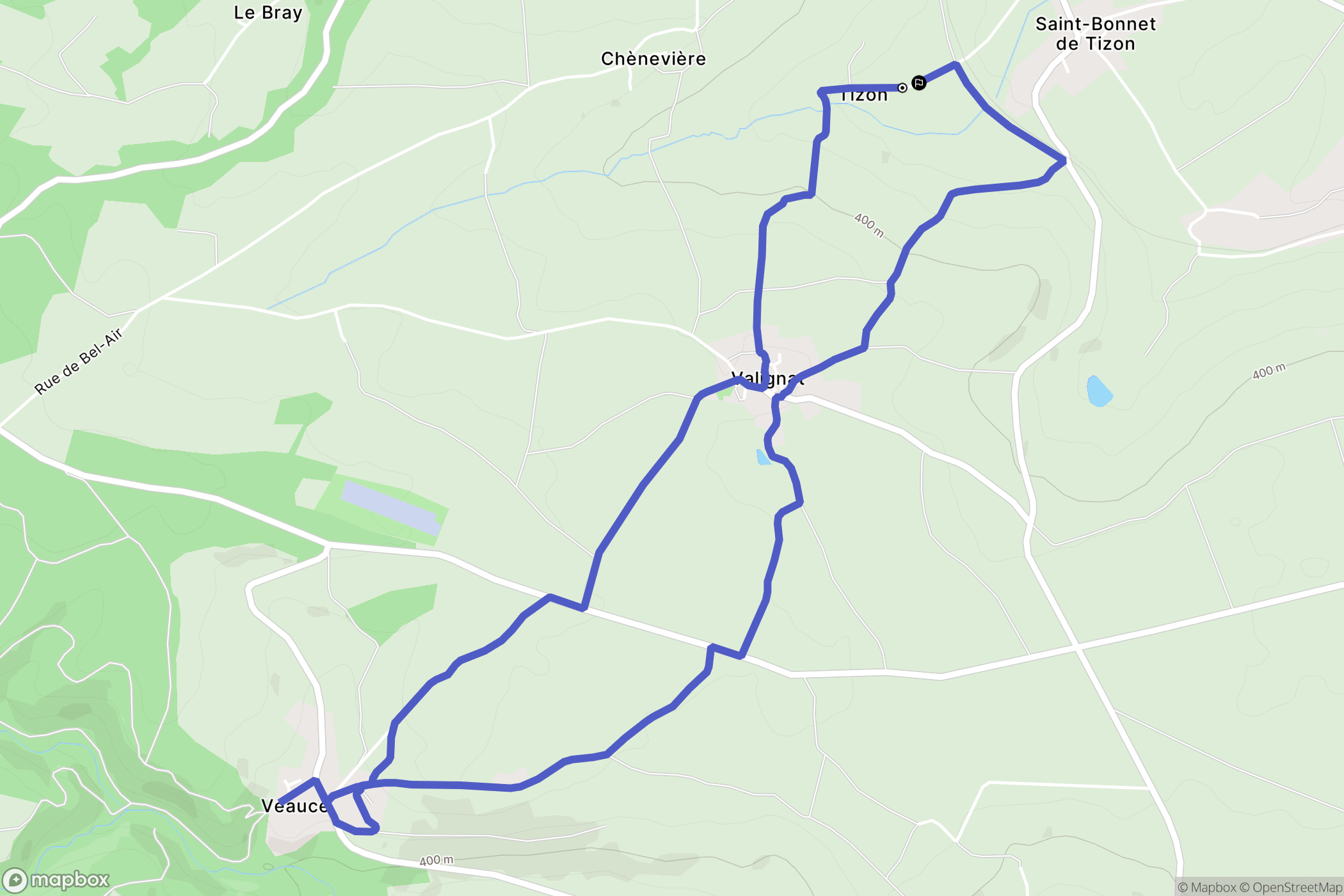 Bellenaves : carte du parcours de randonnée - France