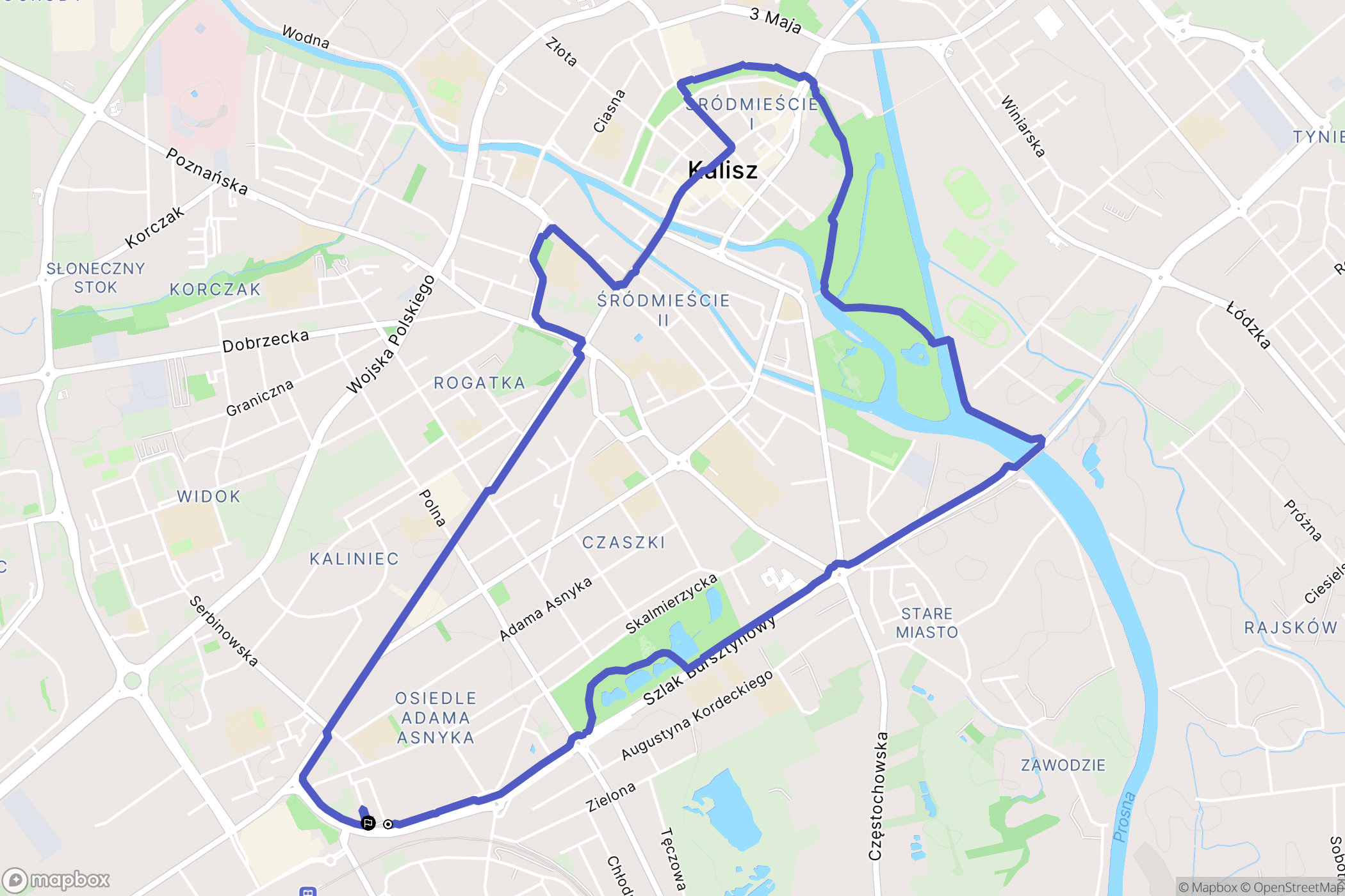 Kalisz: mapa trasy - Poland