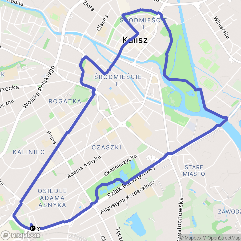 Kalisz: mapa trasy - Poland