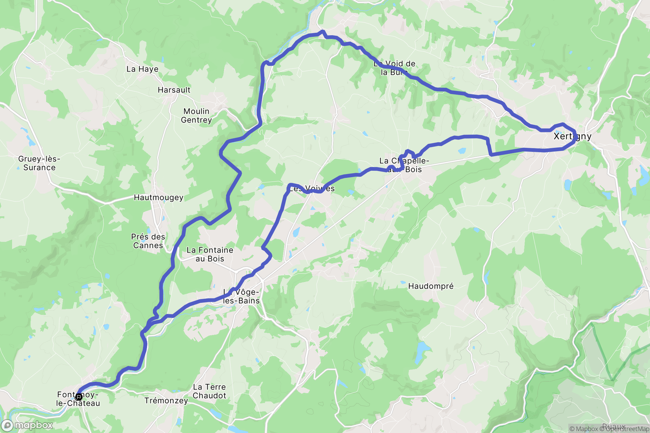 Fontenoy-le-Château : carte du parcours de randonnée - France
