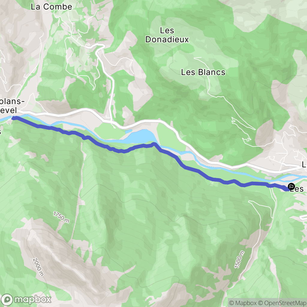 Les Thuiles : carte du parcours de randonnée - France
