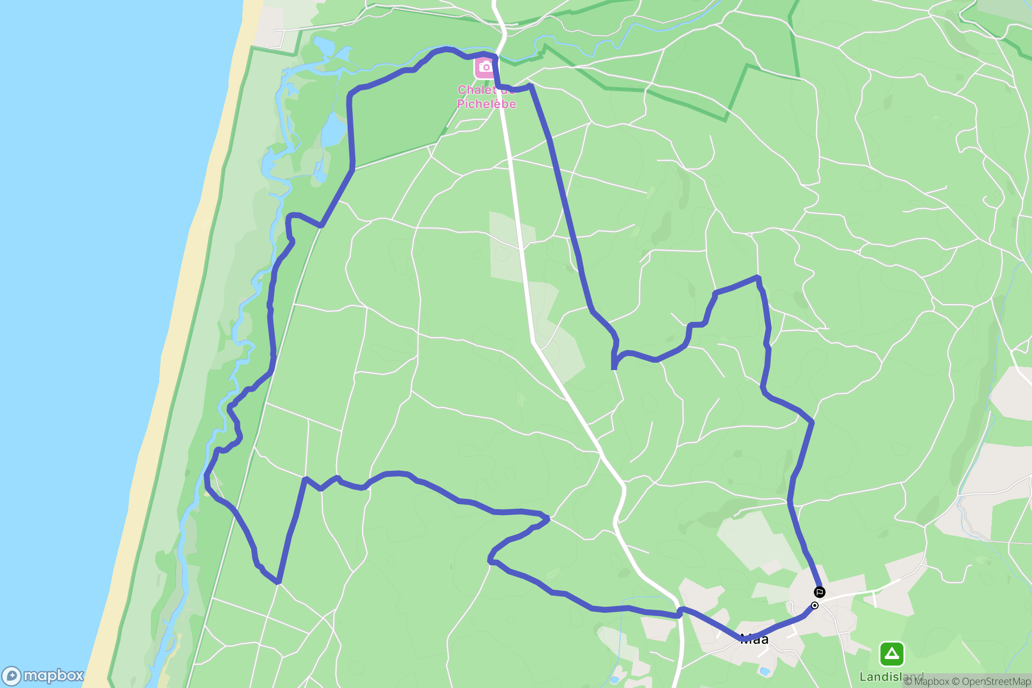 Moliets-et-Maa : carte du parcours de randonnée - France
