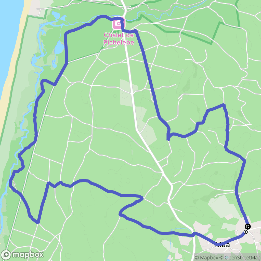 Moliets-et-Maa : carte du parcours de randonnée - France