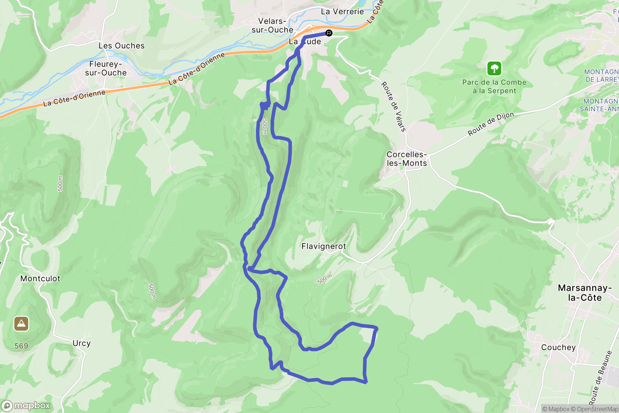 Velars-sur-Ouche : carte du parcours de randonnée - France