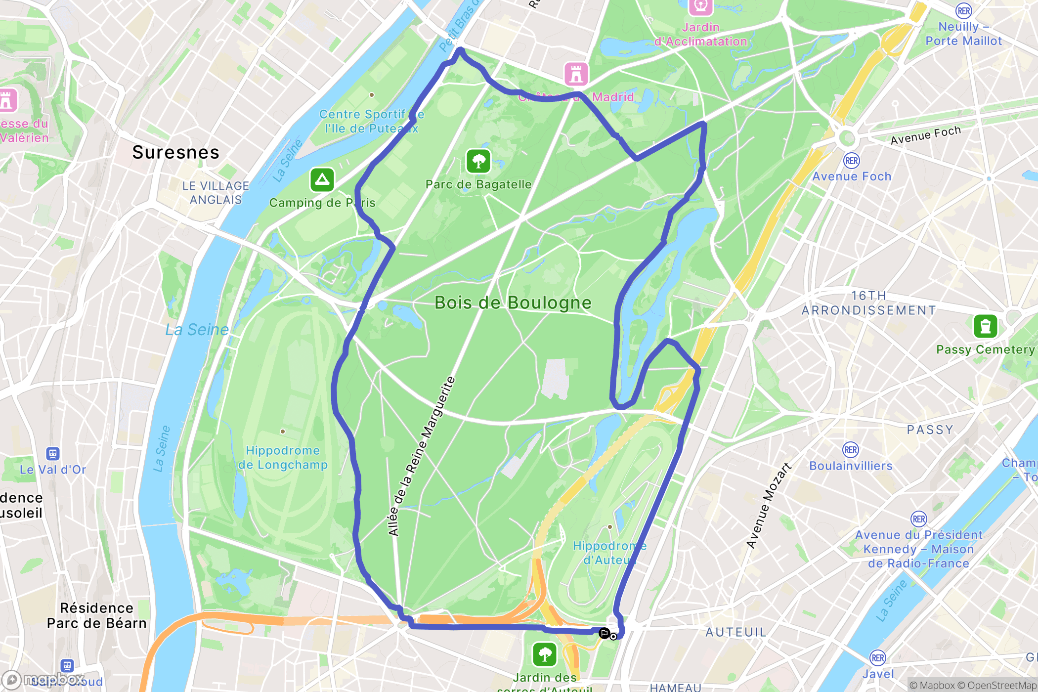 Paris : carte du parcours de randonnée - France