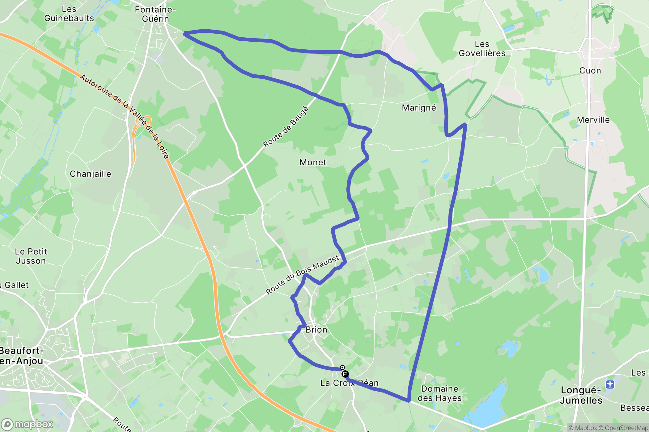 Les Bois d'Anjou : carte du parcours de randonnée - France