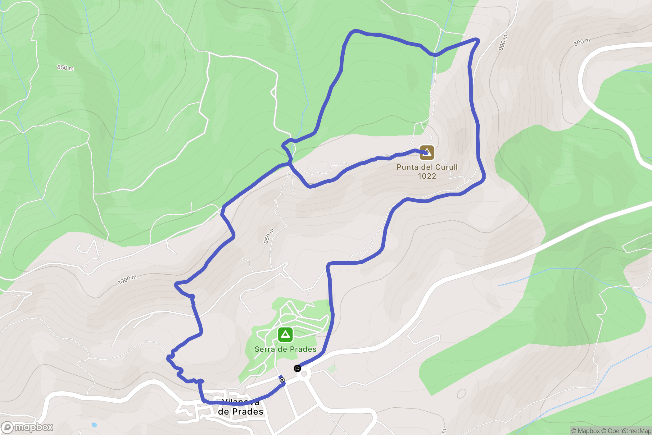 Vilanova de Prades : carte du parcours de randonnée - Spain