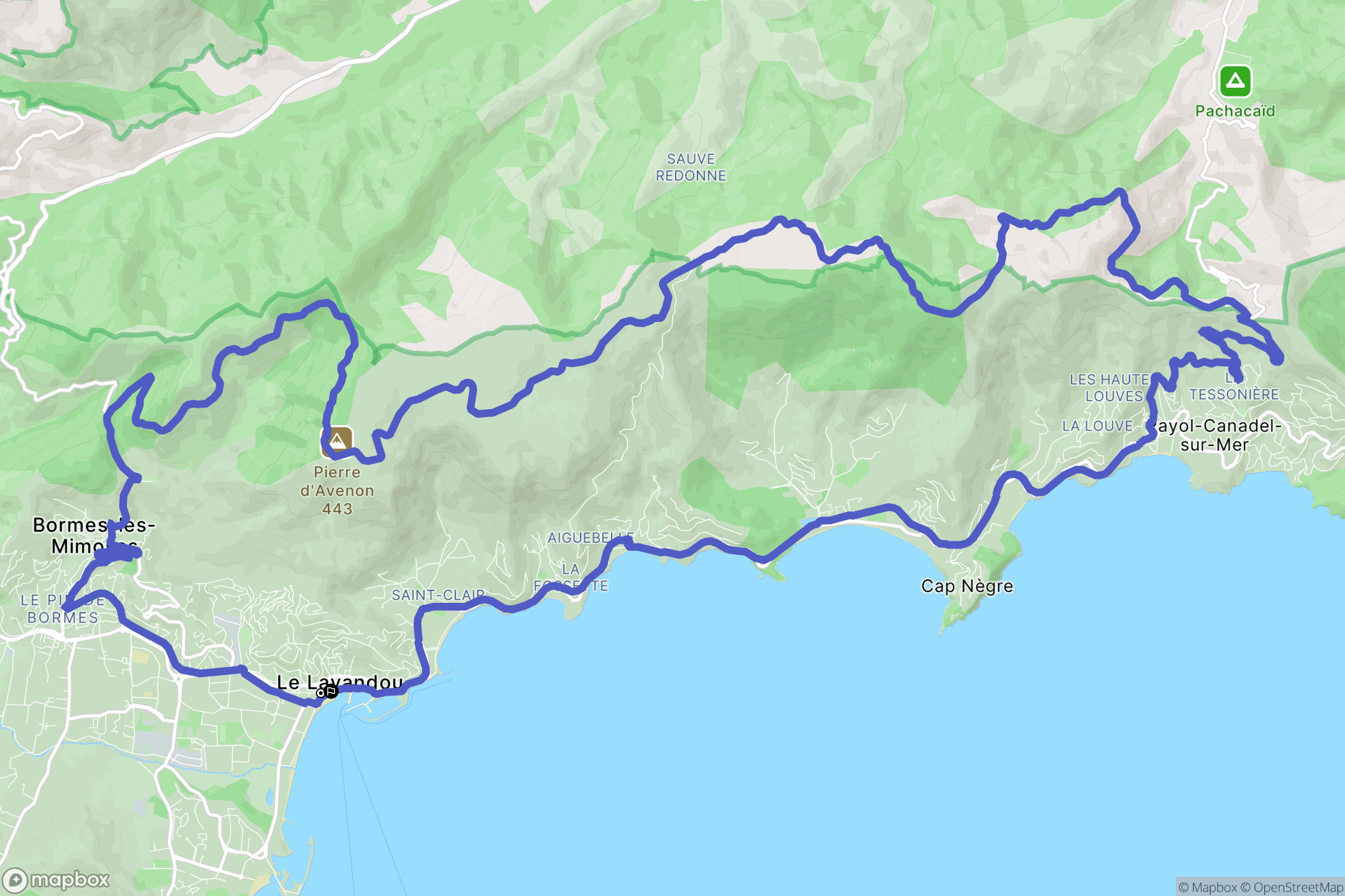 Le Lavandou : carte du parcours de randonnée - France