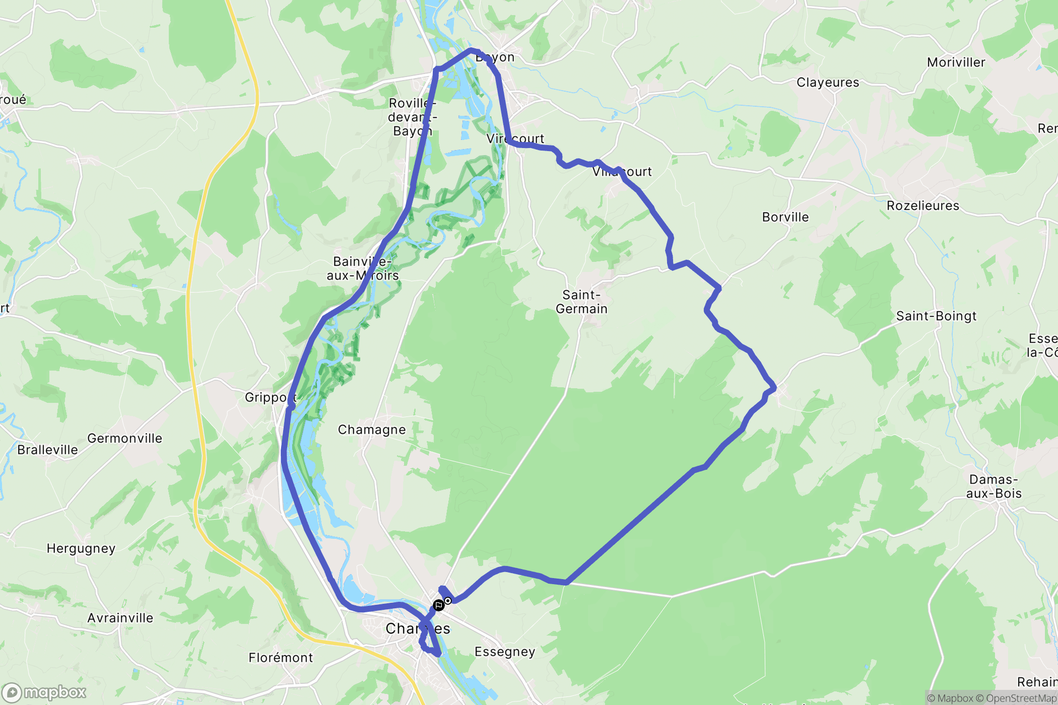 Charmes : carte du parcours de randonnée - France