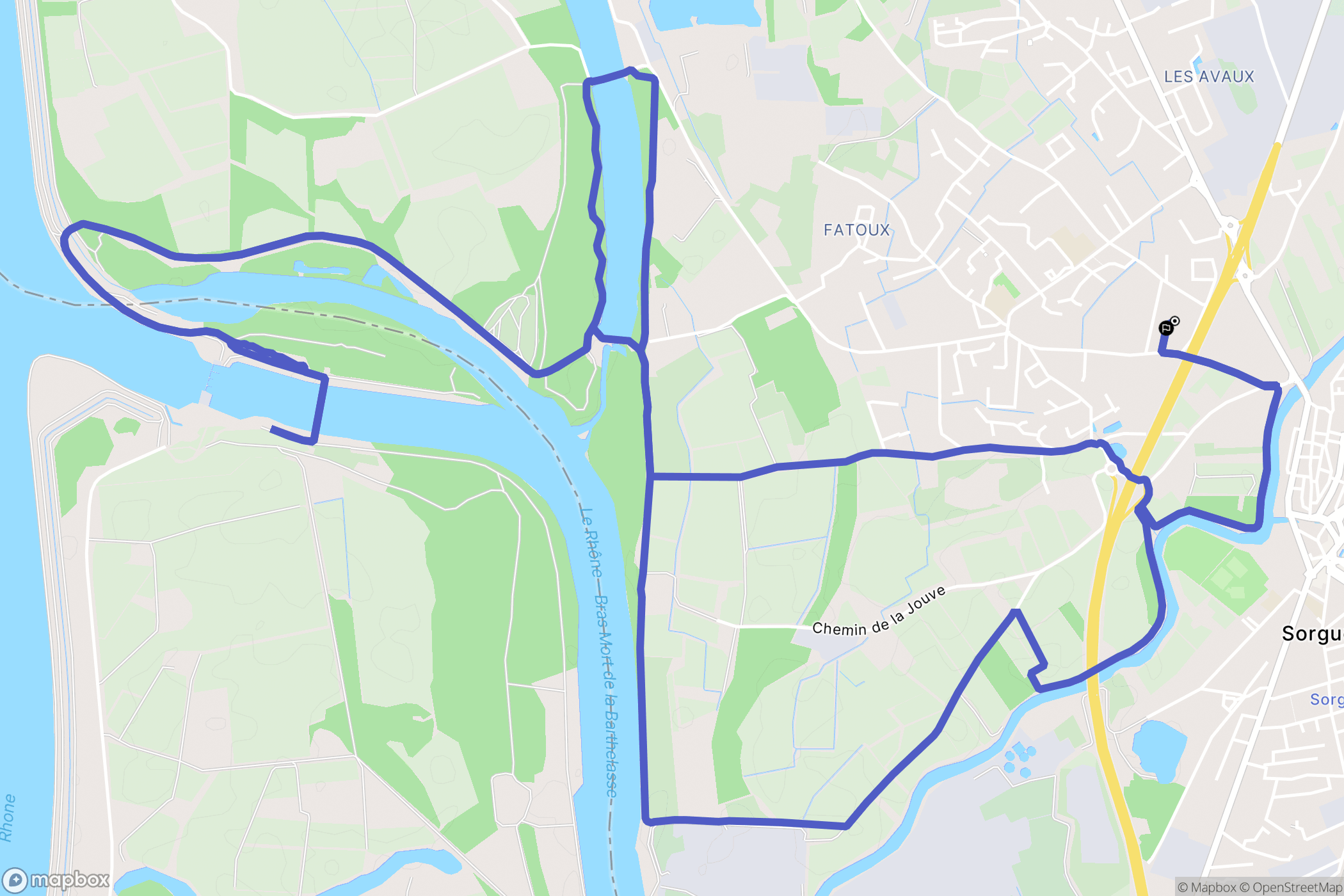 Sorgues : carte du parcours de randonnée - France