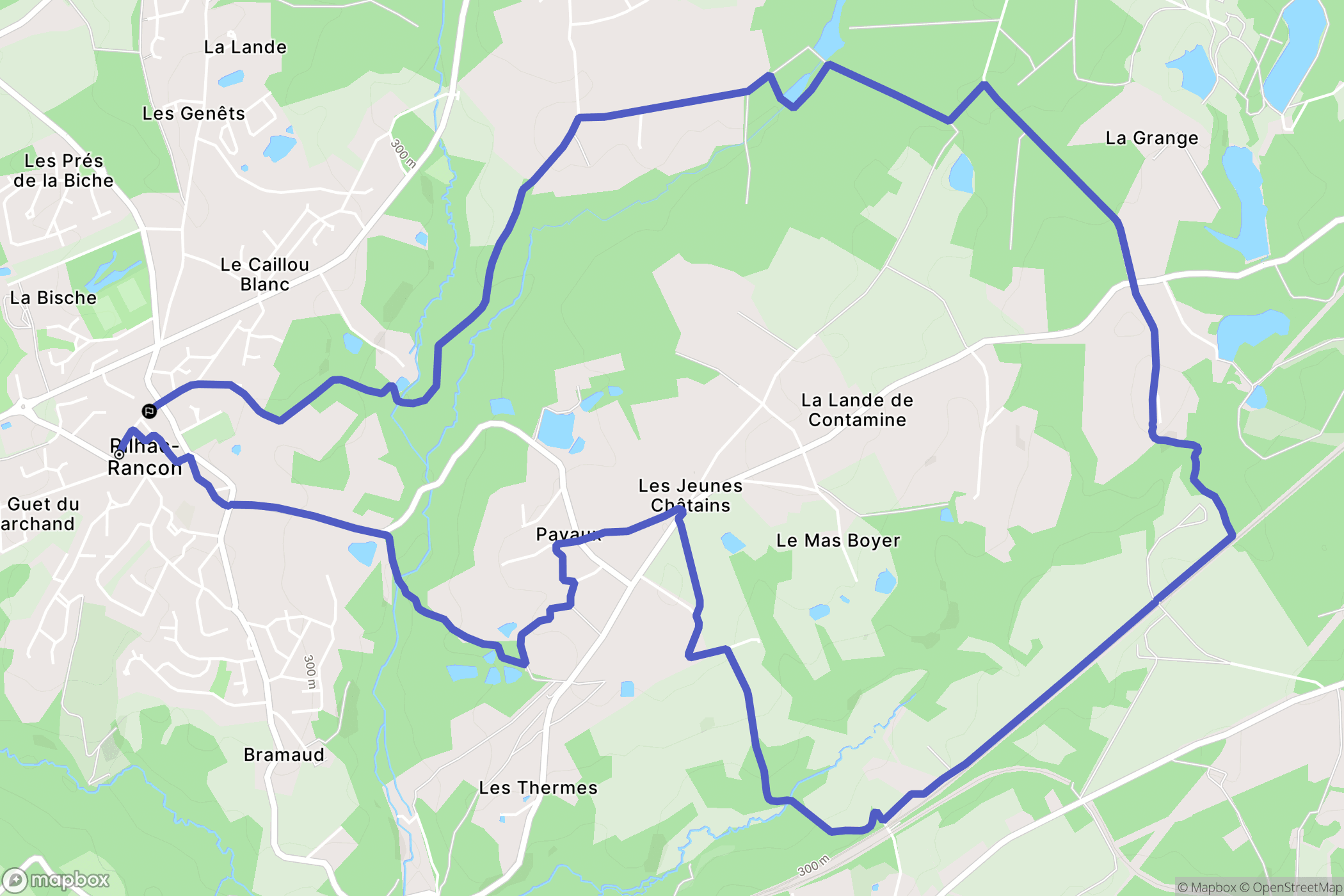 Rilhac-Rancon : carte du parcours de randonnée - France