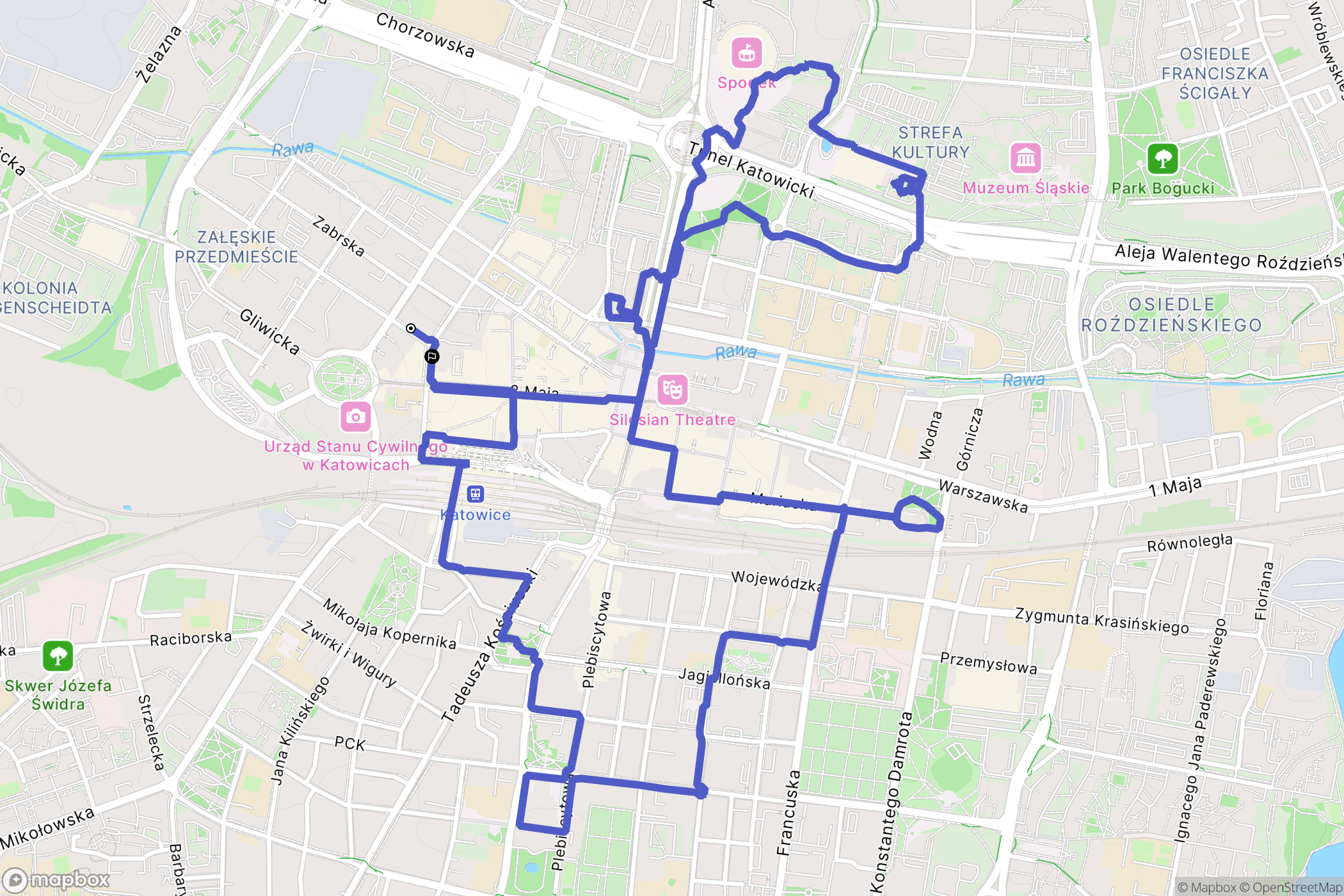 Katowice: mapa trasy - Poland