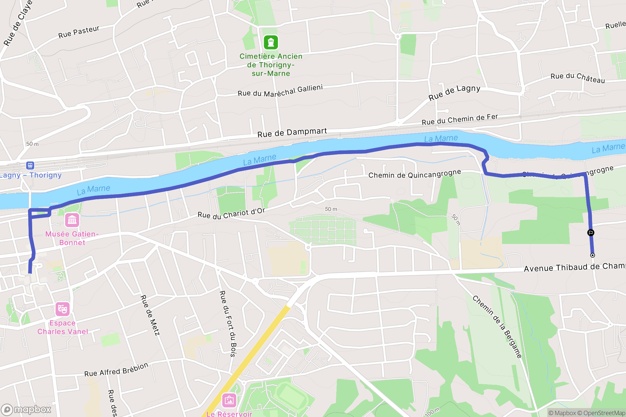 Montévrain : carte du parcours de randonnée - France
