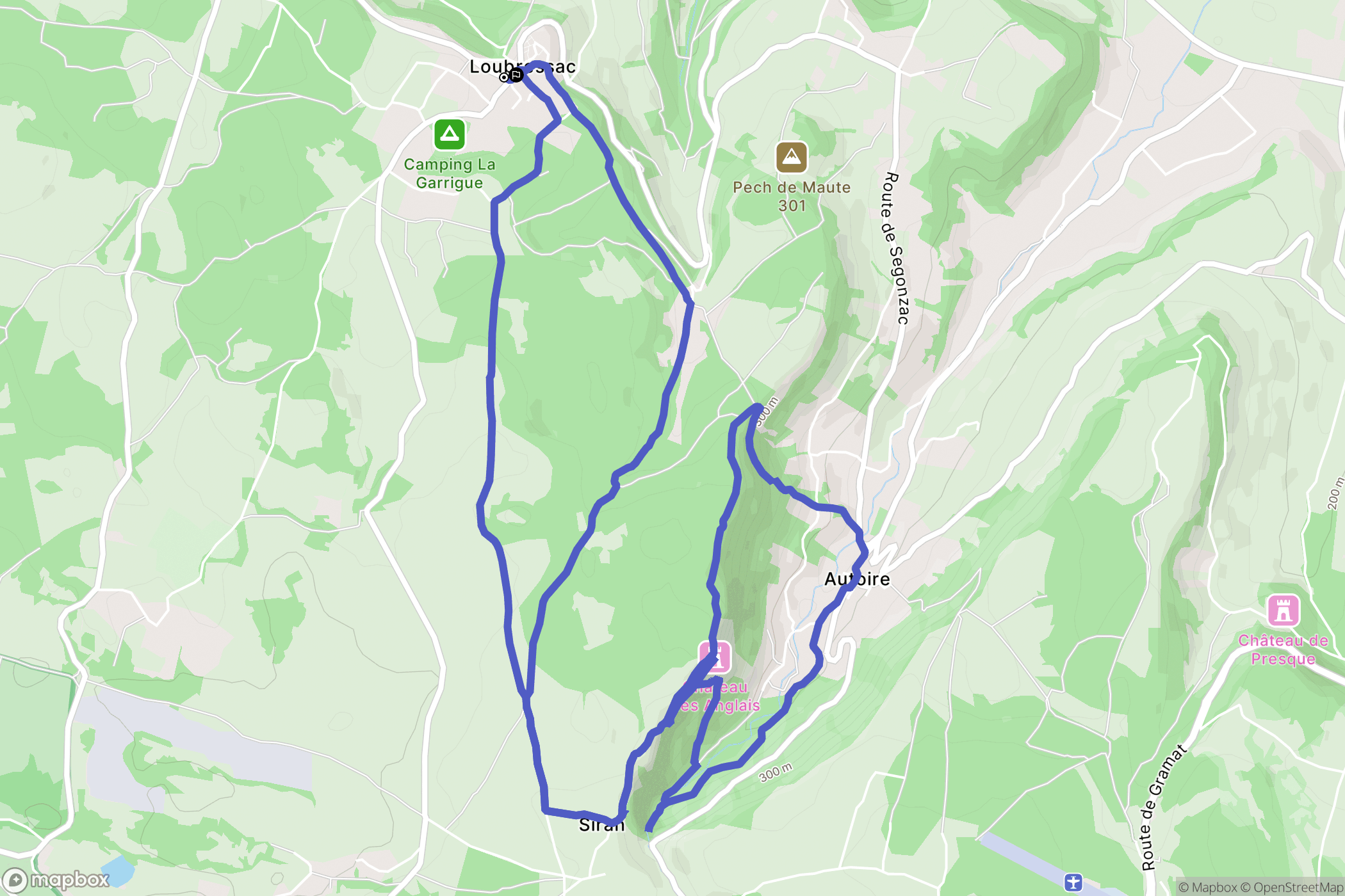 Loubressac : carte du parcours de randonnée - France