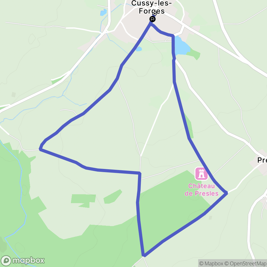 Cussy-les-Forges : carte du parcours de randonnée - France