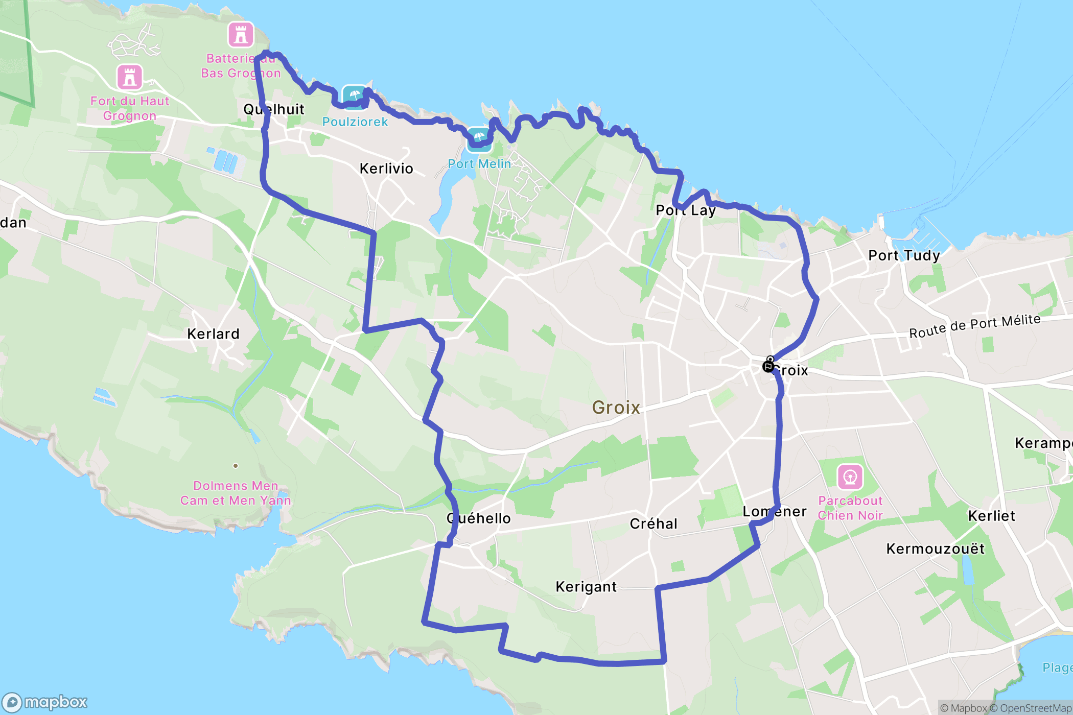 Groix : carte du parcours de randonnée - France