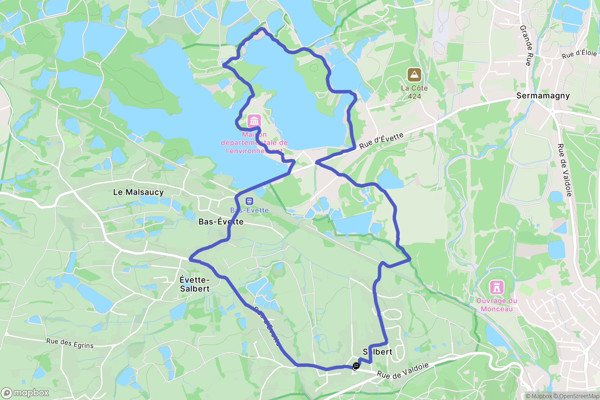 Évette-Salbert : carte du parcours de randonnée - France