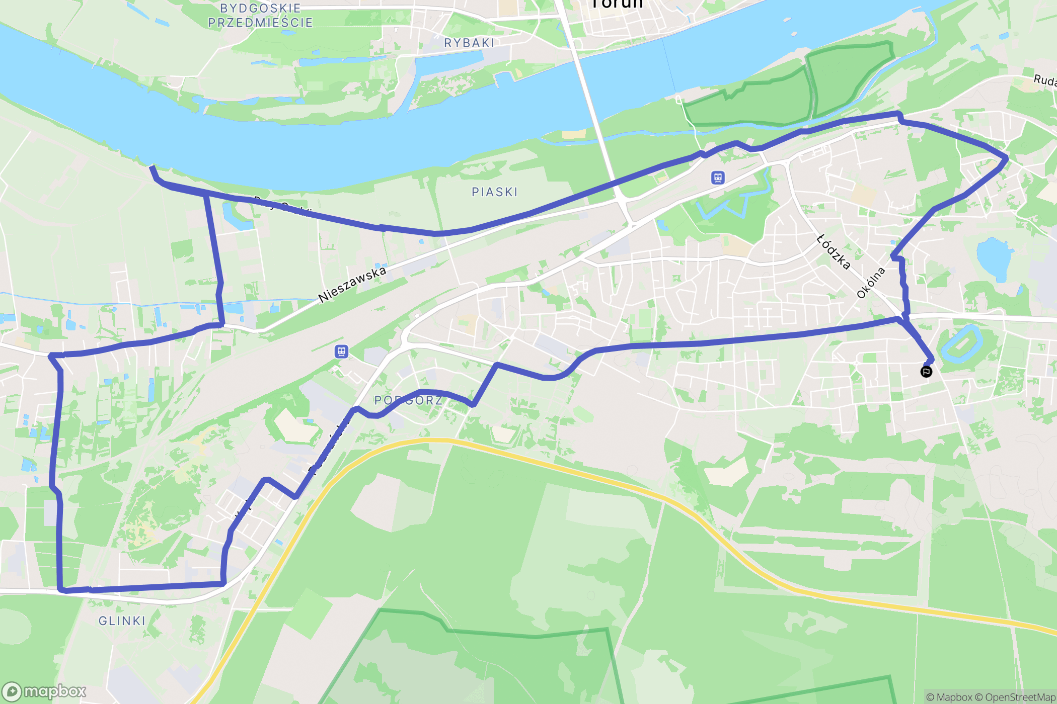 Toruń: mapa trasy - Poland