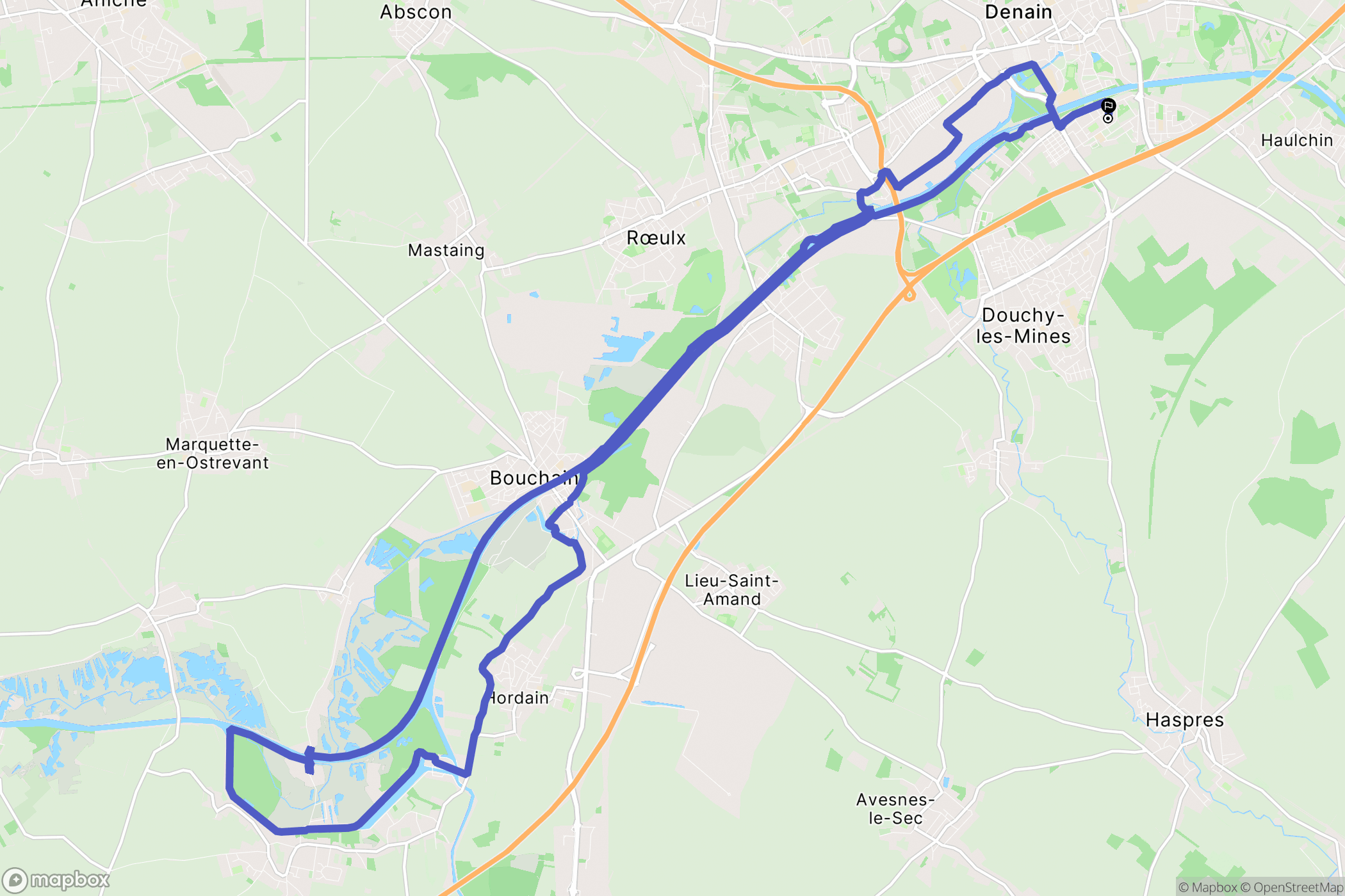 Denain : carte du parcours de randonnée - France