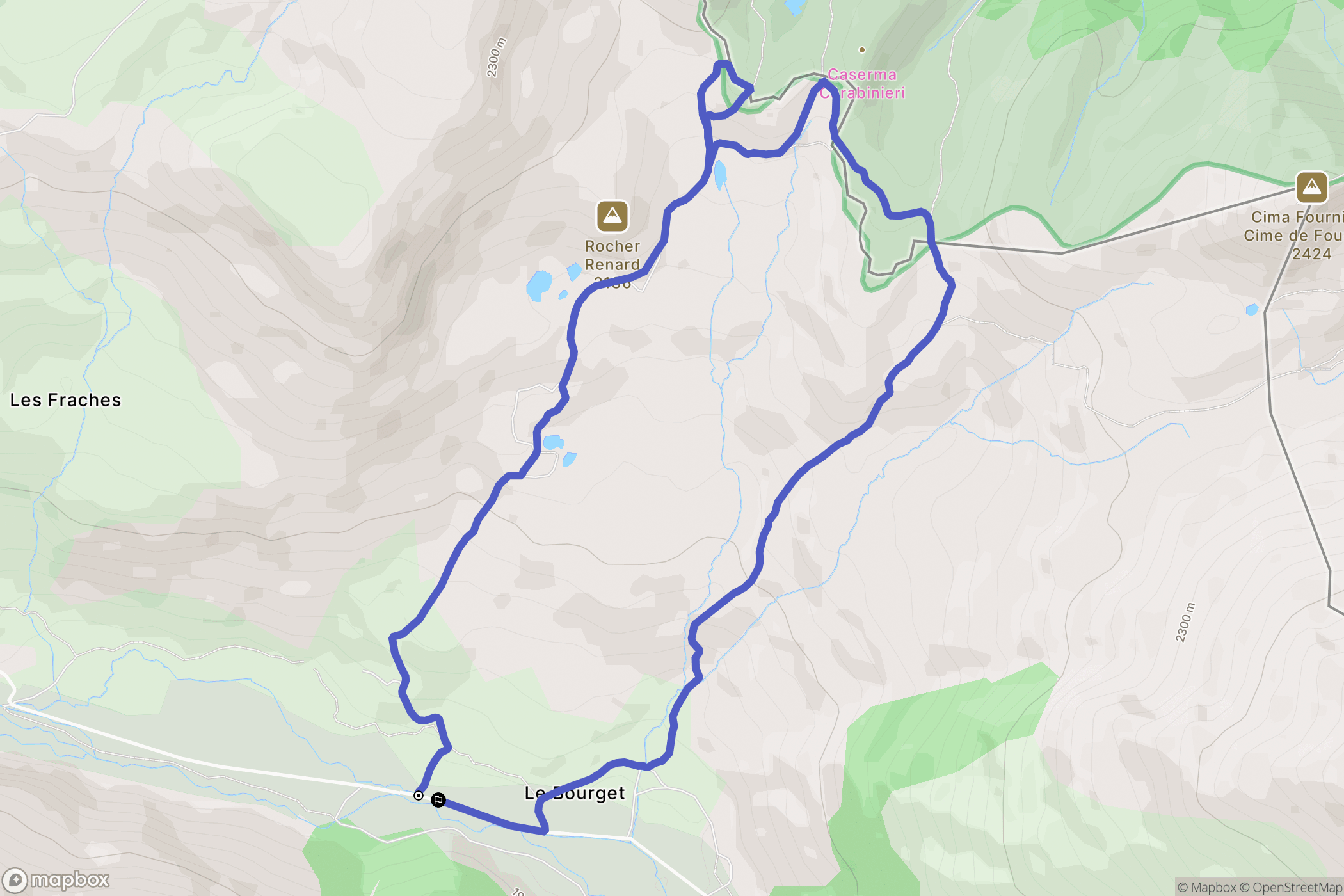 Cervières : carte du parcours de randonnée - France