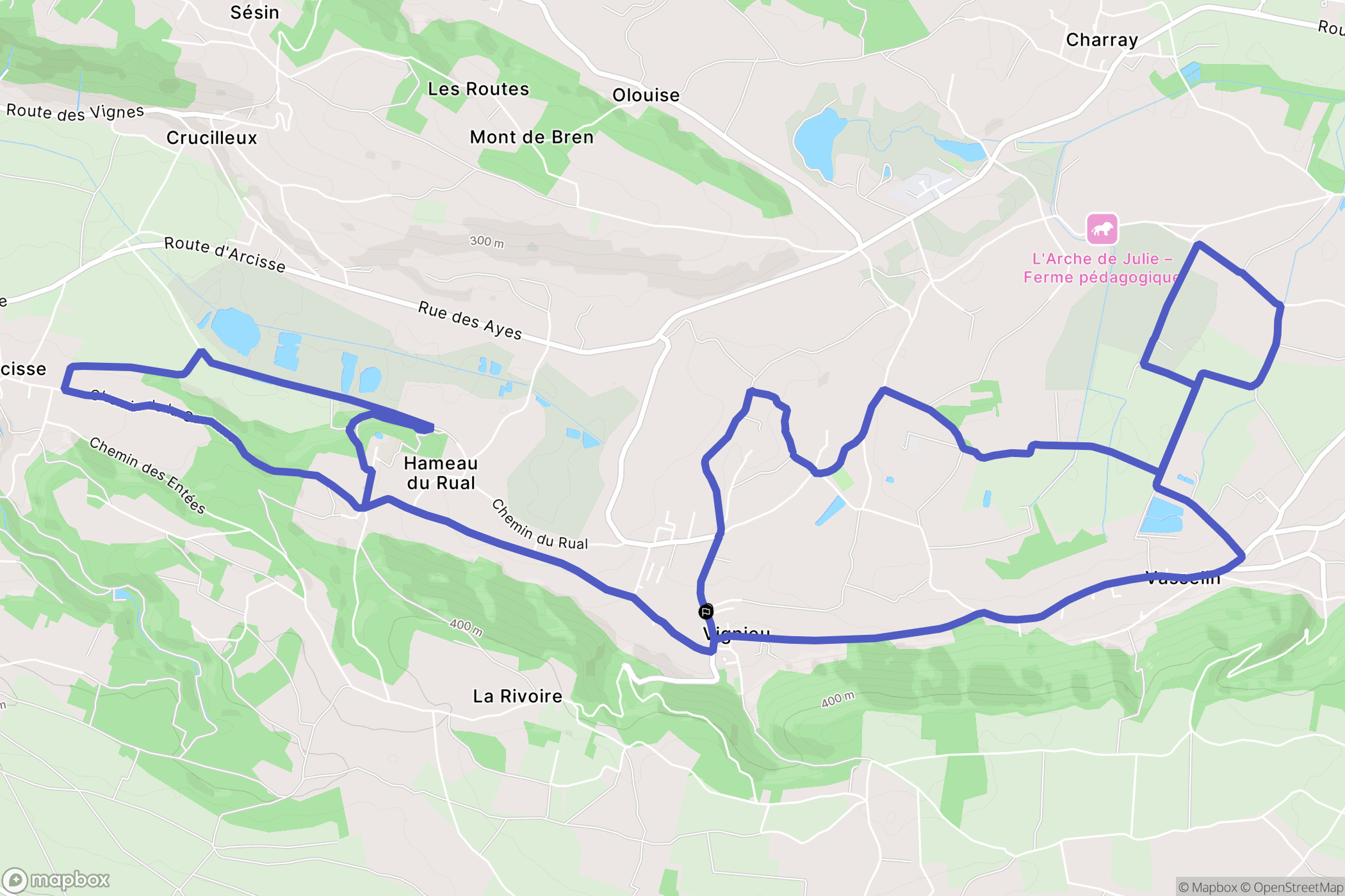 Vignieu : carte du parcours de randonnée - France