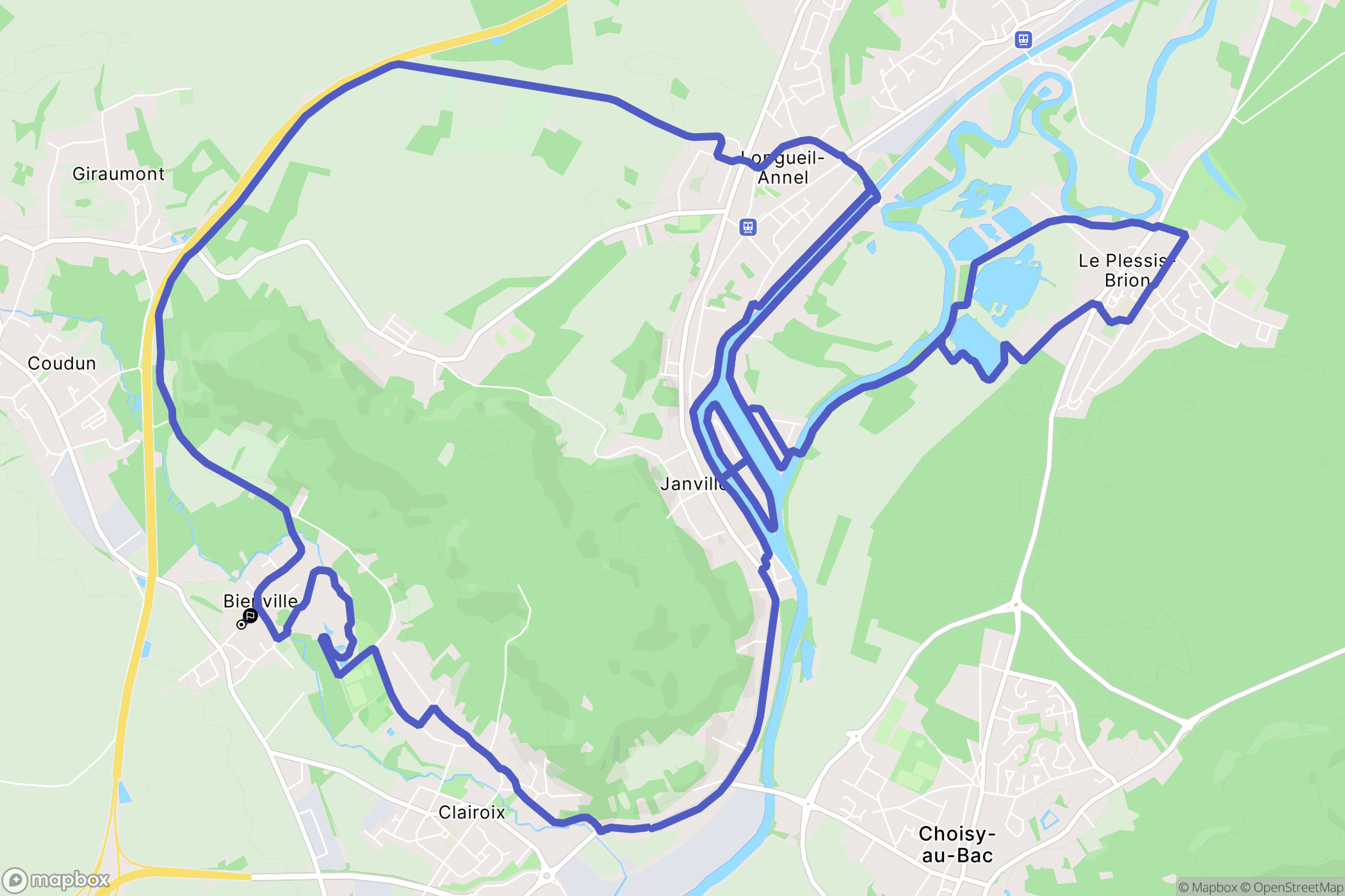 Bienville : carte du parcours de randonnée - France