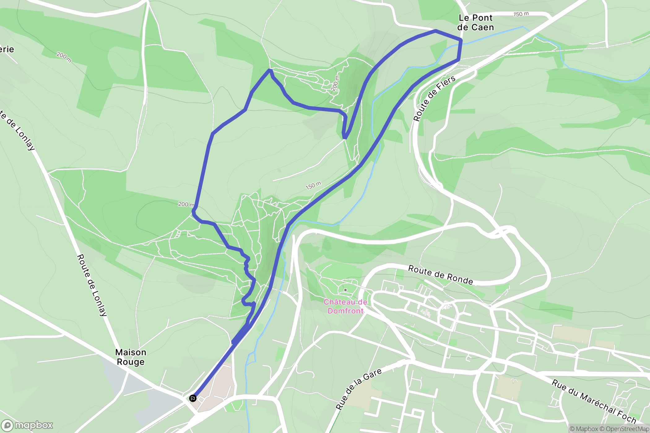 Domfront en Poiraie : carte du parcours de randonnée - France