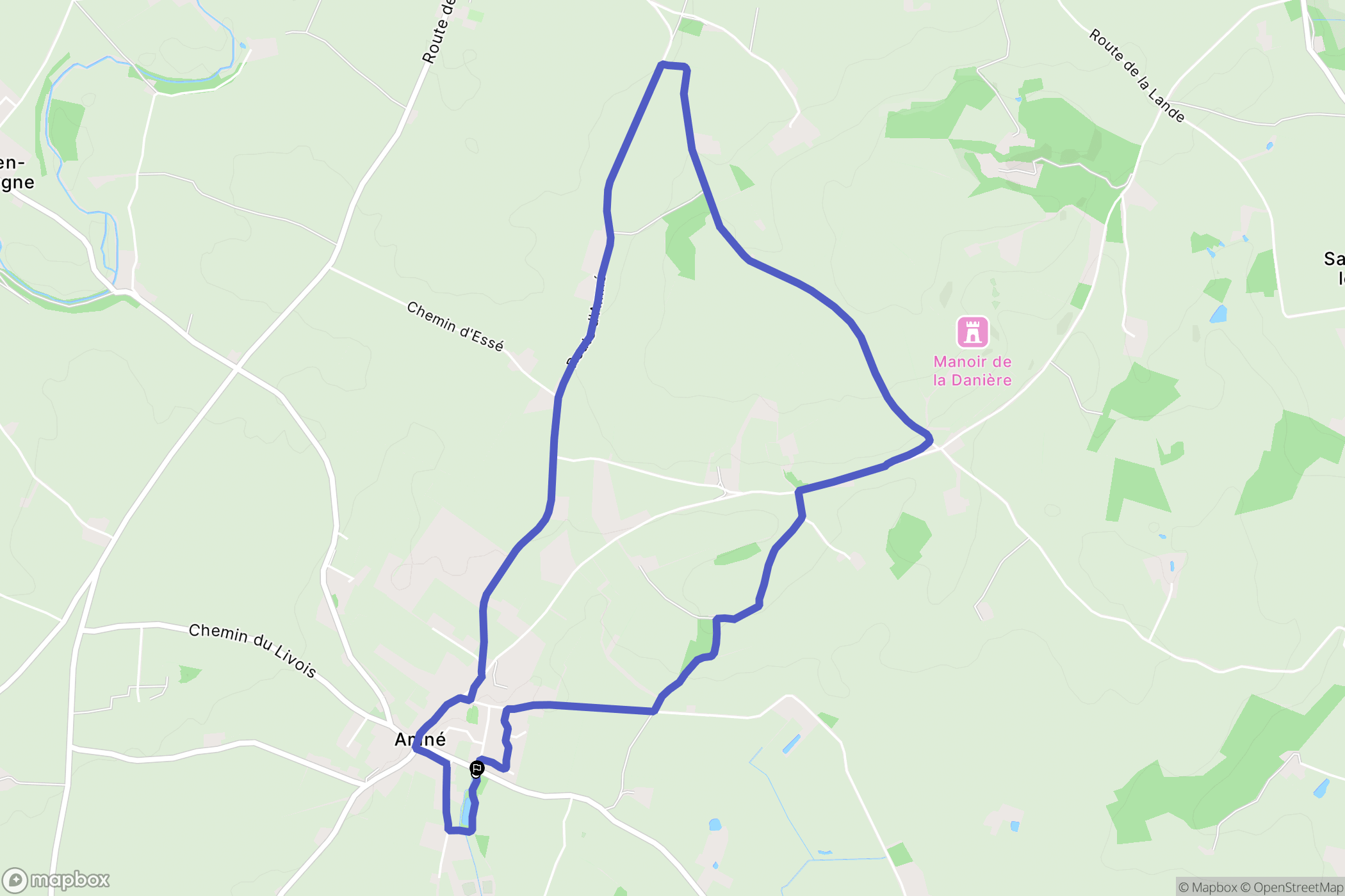 Amné : carte du parcours de randonnée - France