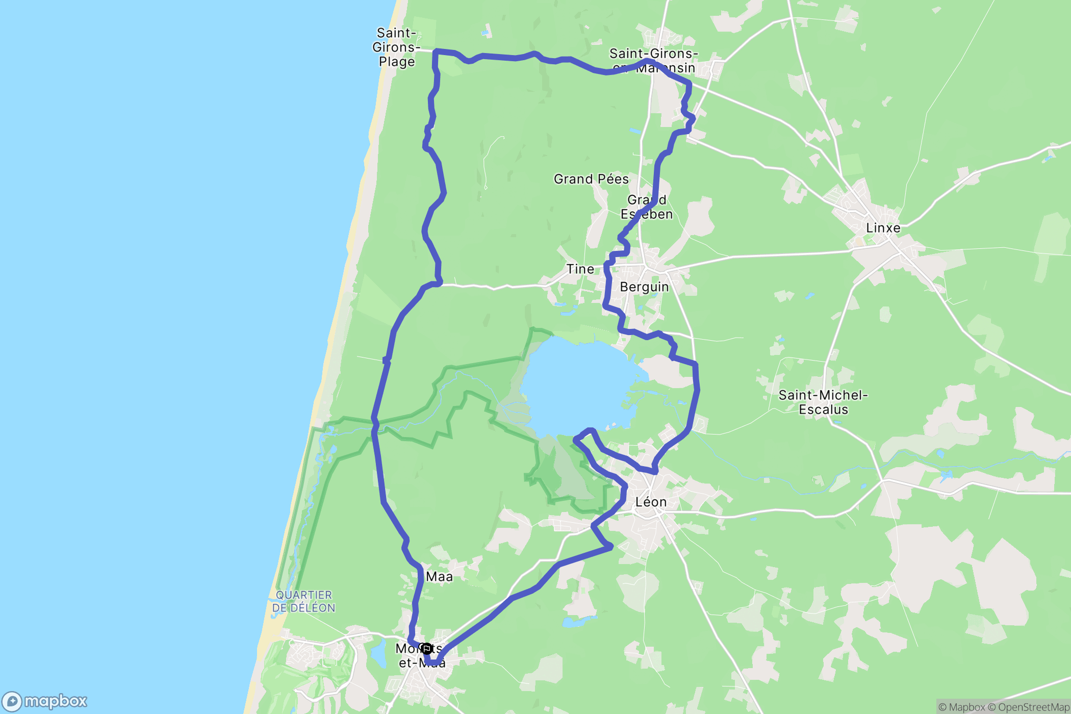 Moliets-et-Maa : carte du parcours de randonnée - France