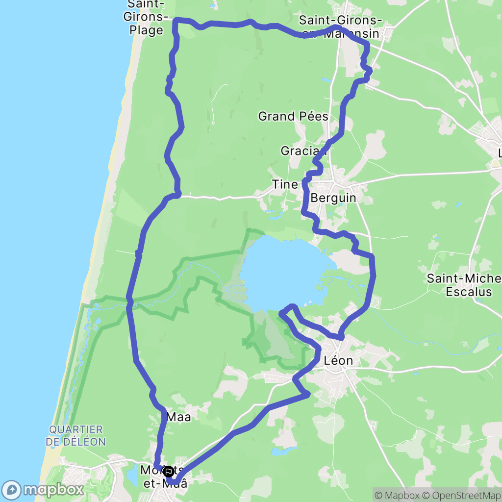 Moliets-et-Maa : carte du parcours de randonnée - France